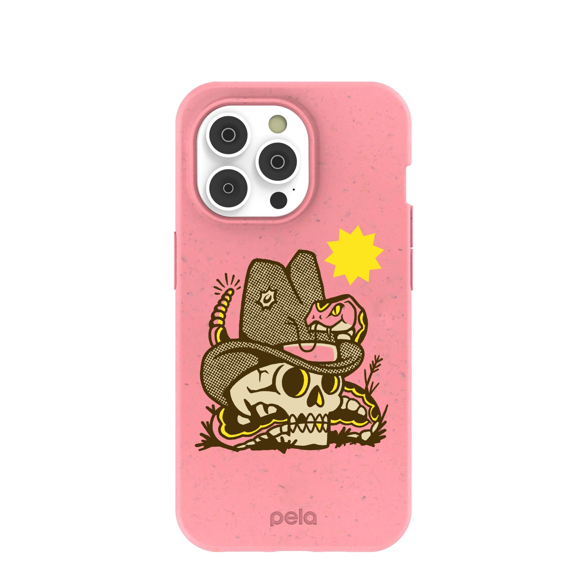 Bubblegum Pink Snakebite iPhone 14 Pro Case Refurbished - Pela Case refurbished available on Cerqular