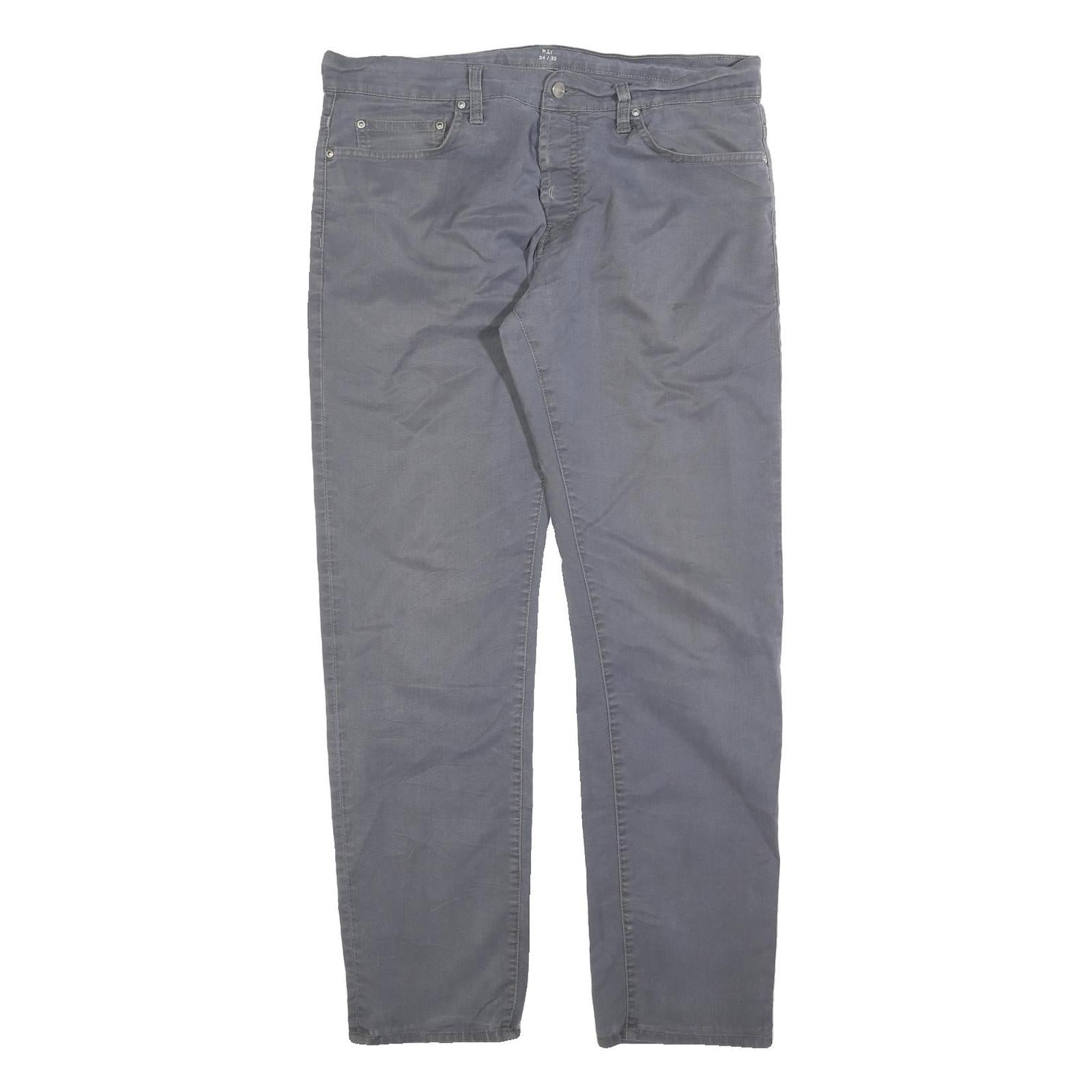 CARHARTT Mens Cotton Grey Slim Straight Trousers W34 L32 Casual Workwear Zip Refurbished - N/A refurbished available on Cerqular