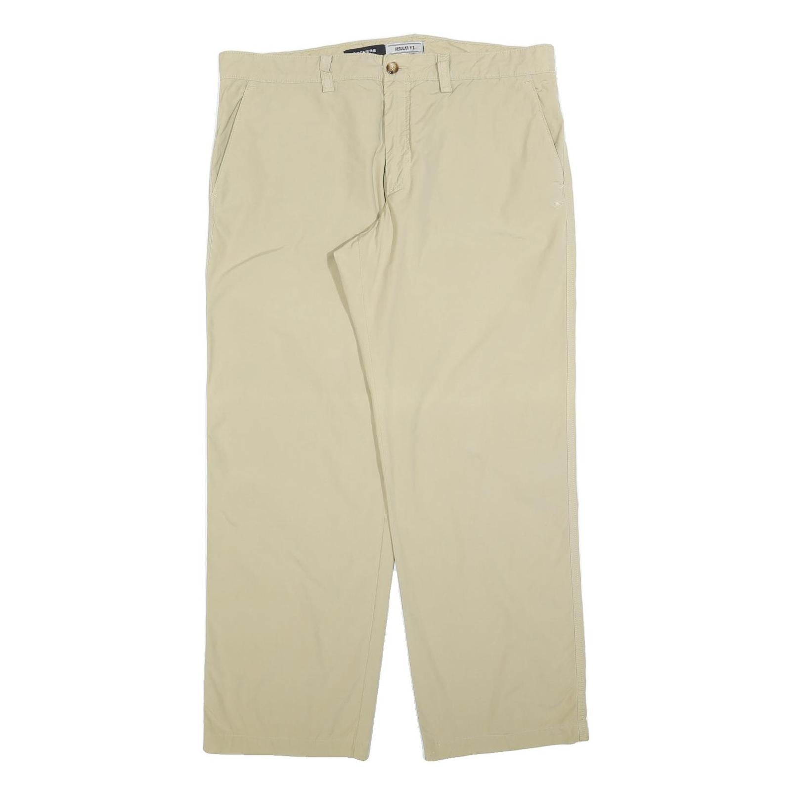DOCKERS Mens Beige Cotton Blend Regular Fit Straight Trousers W38 L32 Classic Refurbished - N/A refurbished available on Cerqular