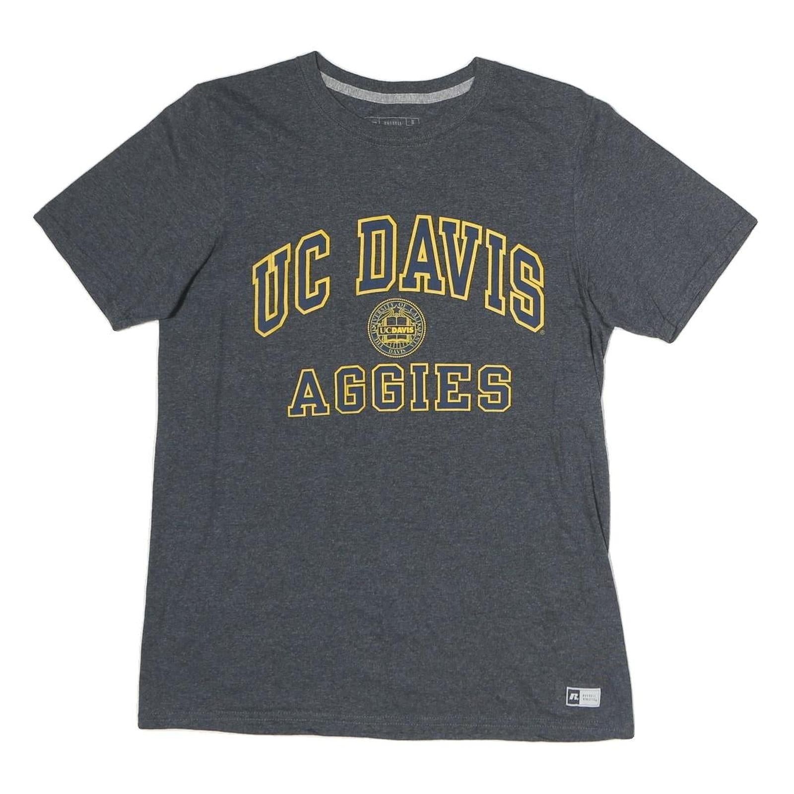 RUSSELL ATHLETIC Mens Grey UC Davis Aggies Graphic T-Shirt S Short Sleeve Crew Refurbished - N/A refurbished available on Cerqular