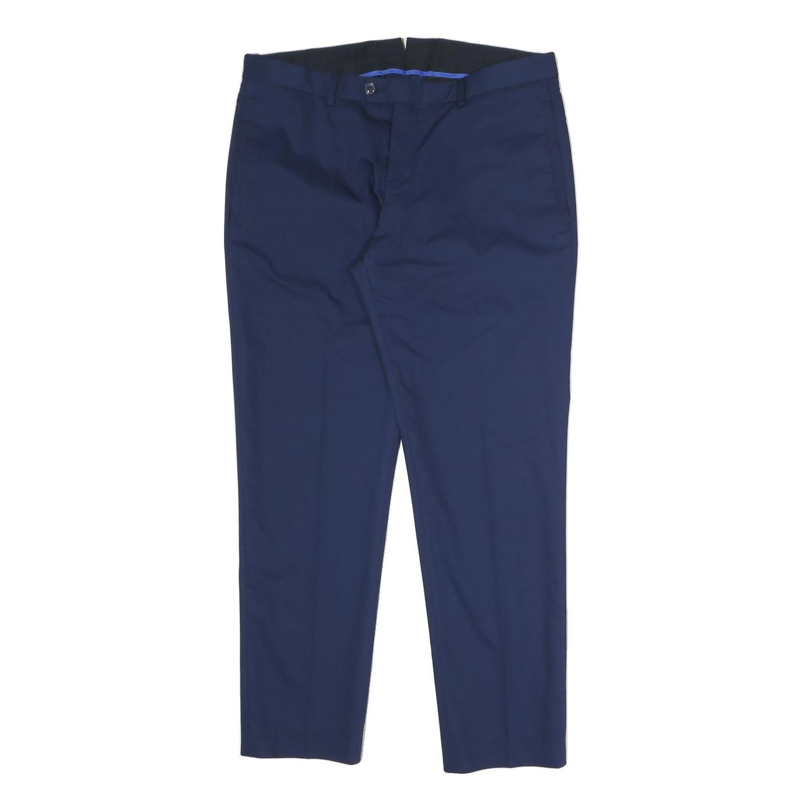 Mens Slim Navy Blue Polyester Blend Zip Trousers W32 L28 Smart Casual Workwear Refurbished - N/A refurbished available on Cerqular