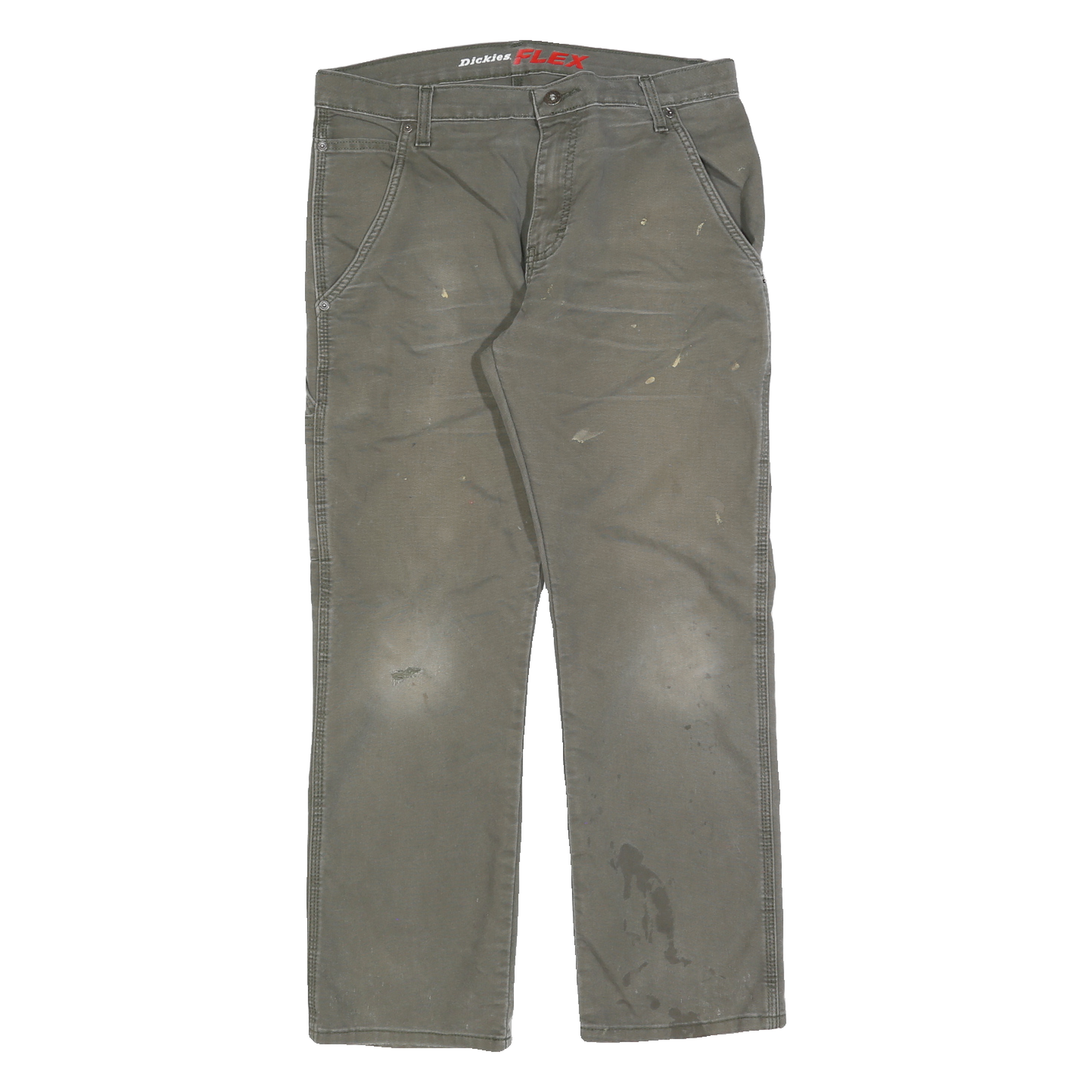 DICKIES Mens Regular Fit Straight Leg Denim Green W32 L30 Workwear Utility Zip Refurbished - N/A refurbished available on Cerqular