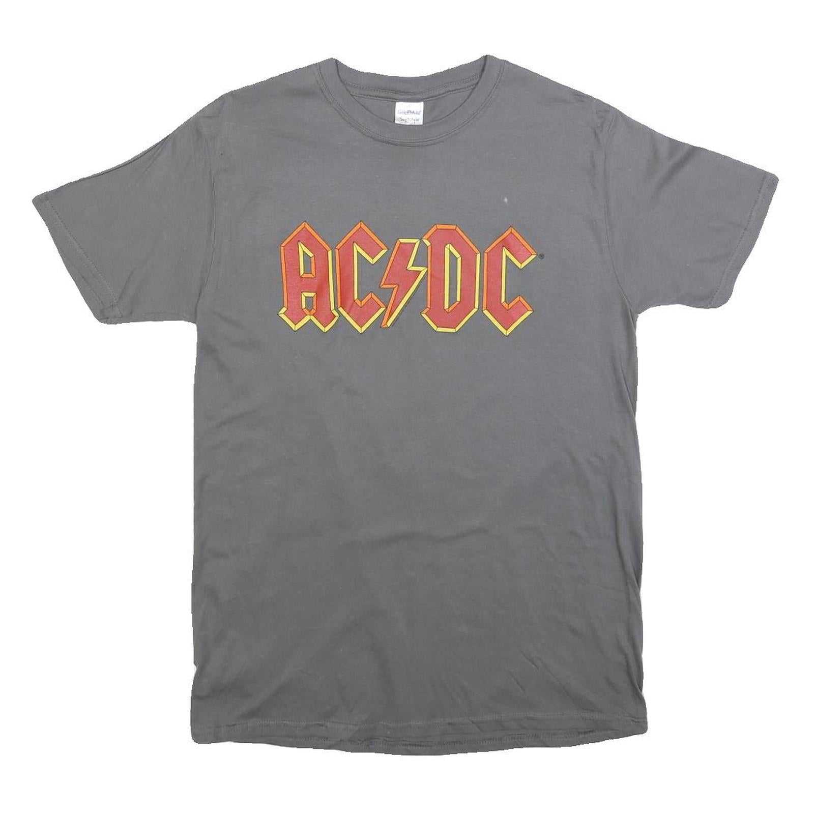 GILDAN Mens Grey AC/DC Graphic T-Shirt M Short Sleeve Crew Neck Cotton Blend Refurbished - N/A refurbished available on Cerqular