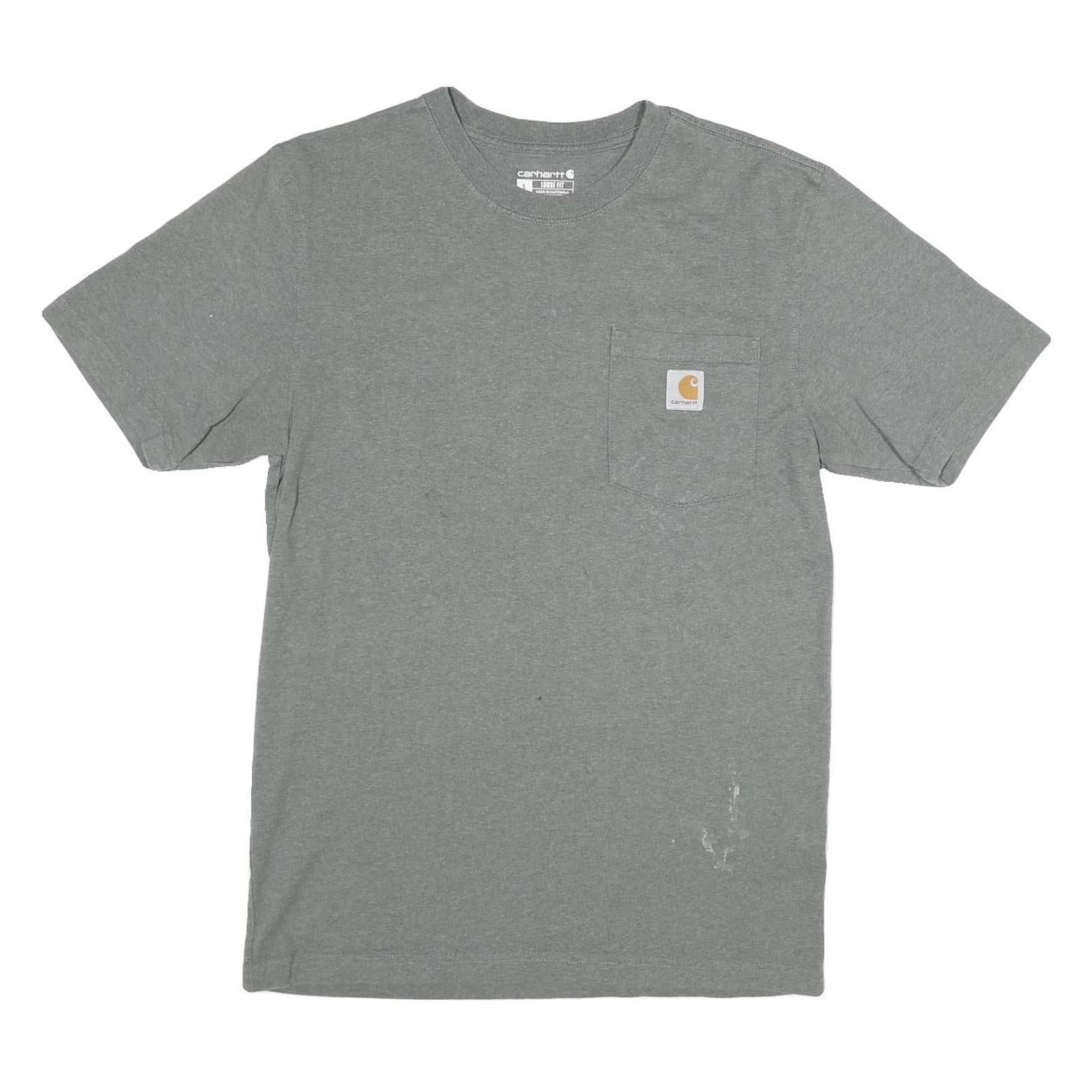 CARHARTT Mens Grey & Beige Logo Pocket T-Shirt S Short Sleeve Crew Neck Cotton Refurbished - N/A refurbished available on Cerqular