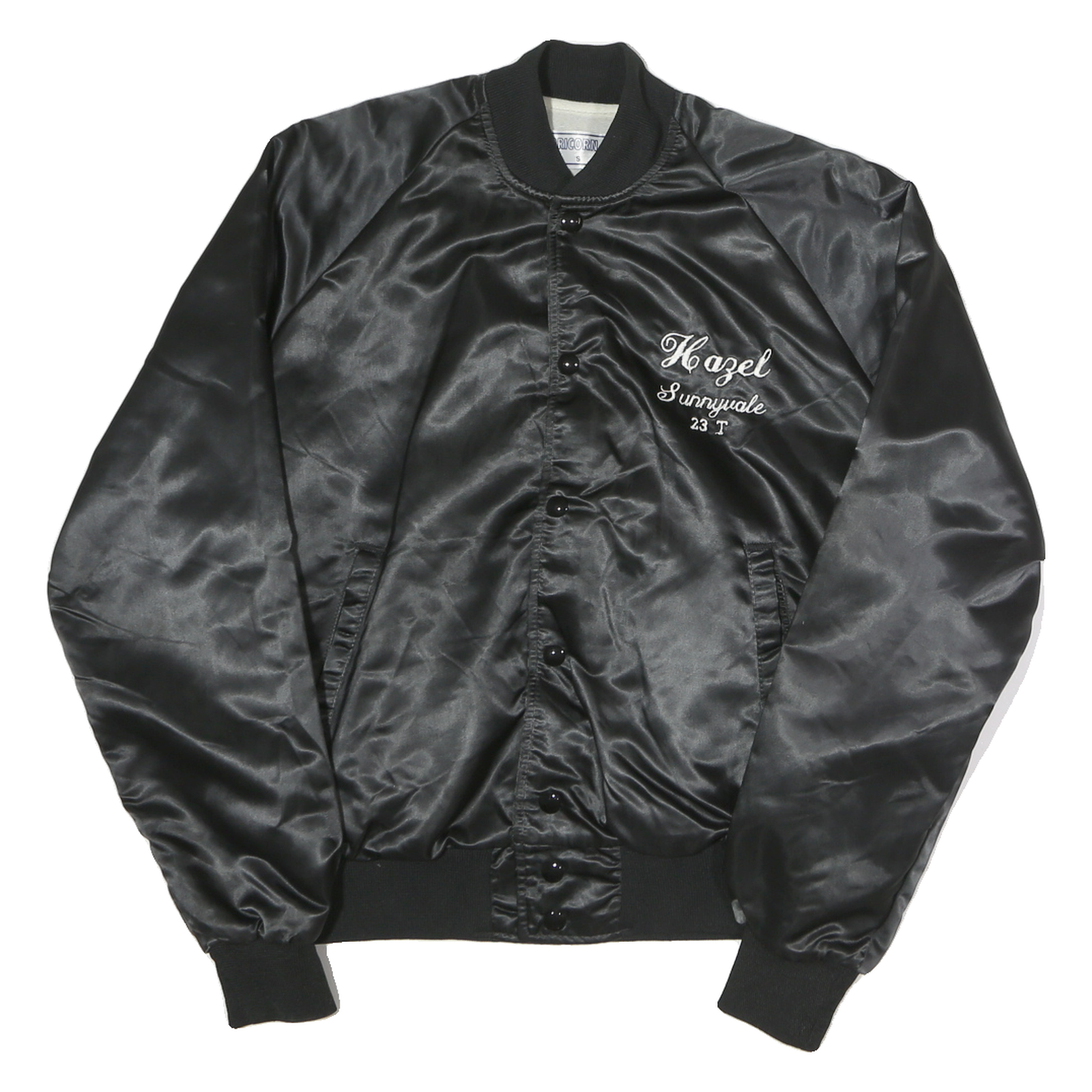 CAPRICORN Mens Black Button Nylon Bomber Jacket S Hazel Sunnyvale Graffiti Refurbished - N/A refurbished available on Cerqular