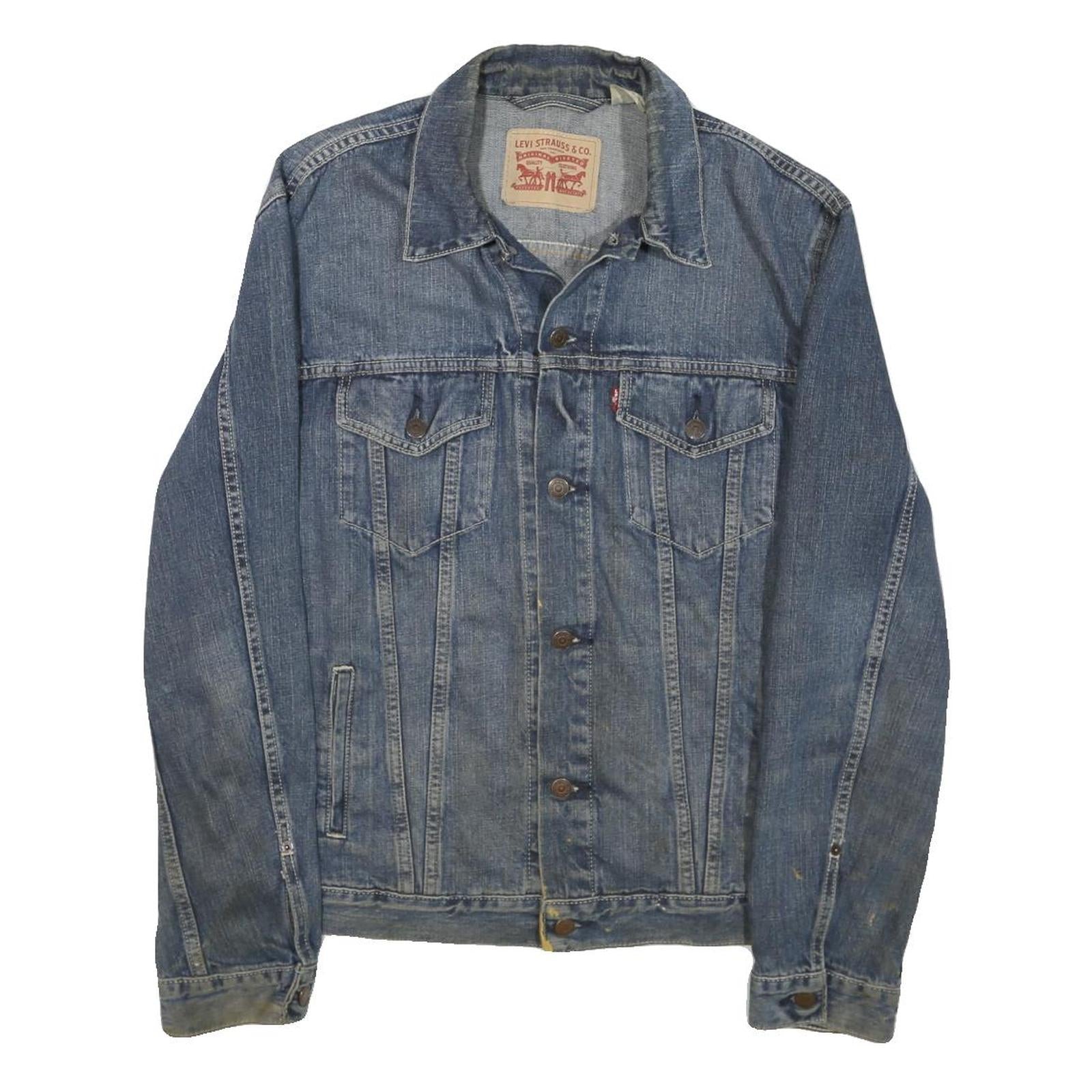 LEVI'S Mens Blue Cotton Denim Jacket M Woven Button Closure Classic Fit Refurbished - N/A refurbished available on Cerqular