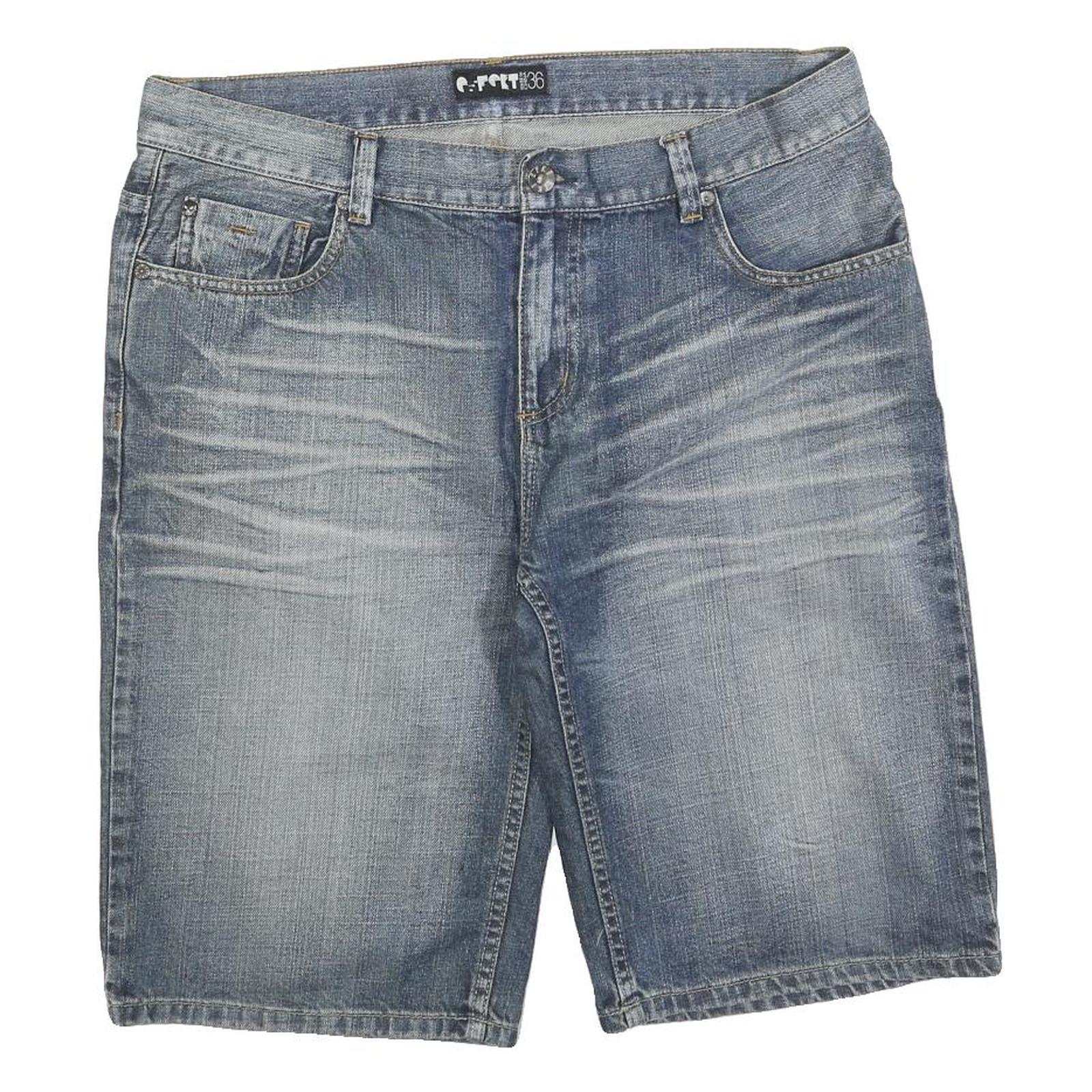 EFKT Mens Denim Blue Casual Shorts L W36 Cotton Blend Relaxed Fit Refurbished - N/A refurbished available on Cerqular
