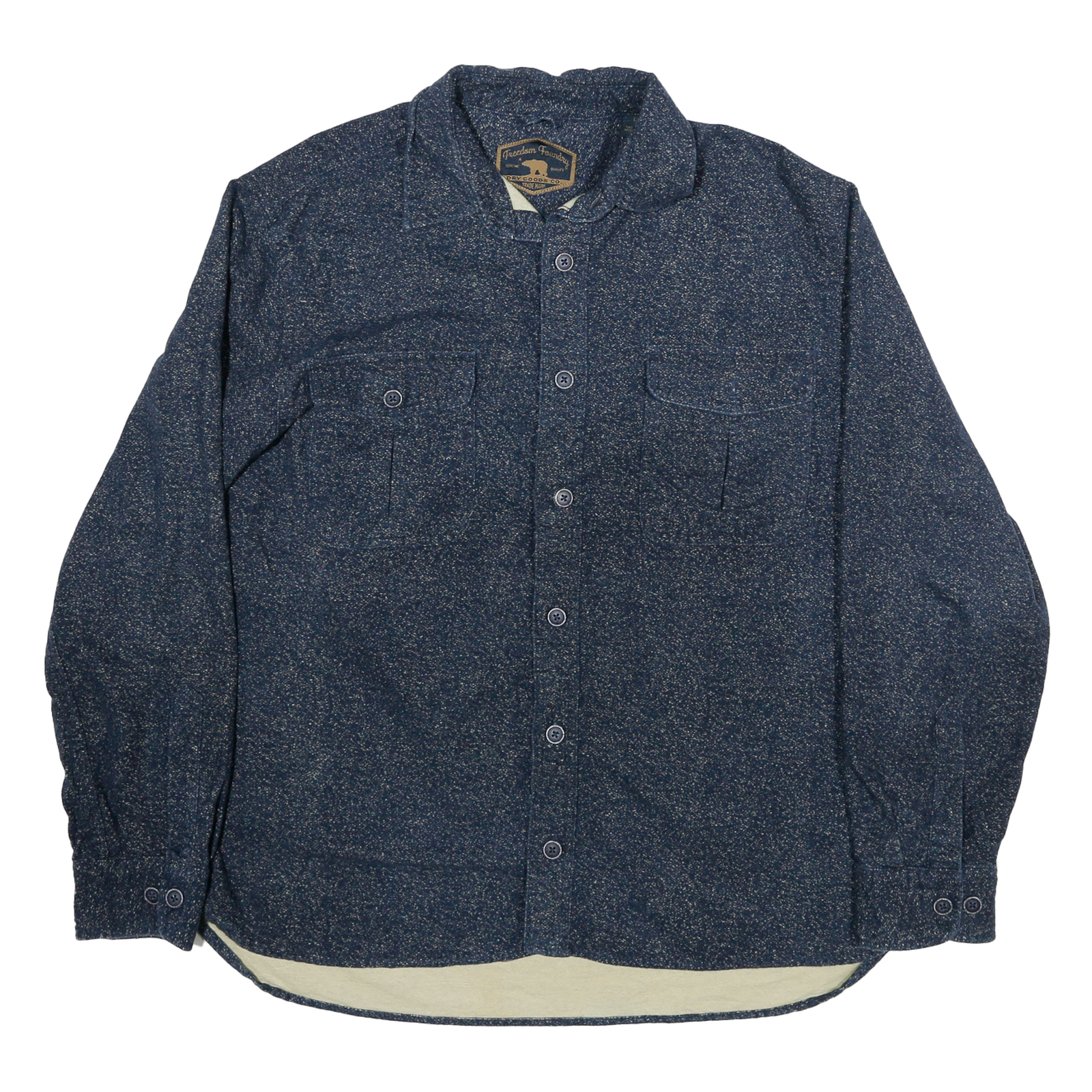 FREEDOM FOUNDRY Mens Blue Shirt L Cotton Blend Button Front Casual Long Sleeve Refurbished - N/A refurbished available on Cerqular