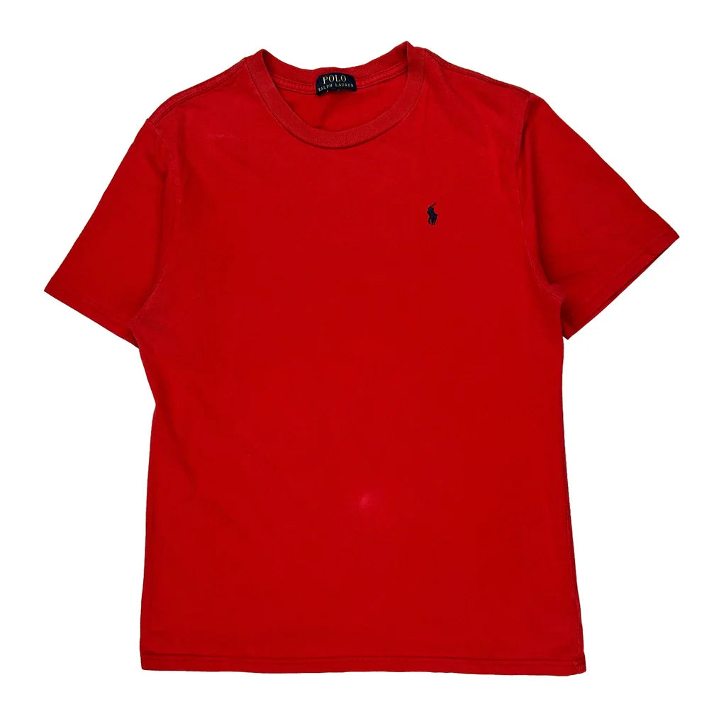 Polo By Ralph Lauren T-Shirt - Small Red Cotton Refurbished - Thrifted (note: this is a term often used to describe second- refurbished available on Cerqular