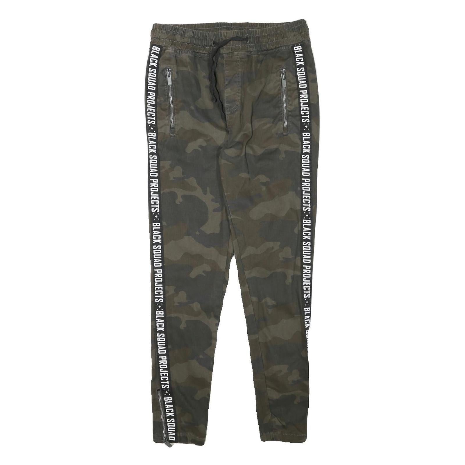 BLACKSQUAD Womens Cotton Blend Slim Camouflage Trousers W28 L28 Drawstring Refurbished - N/A refurbished available on Cerqular