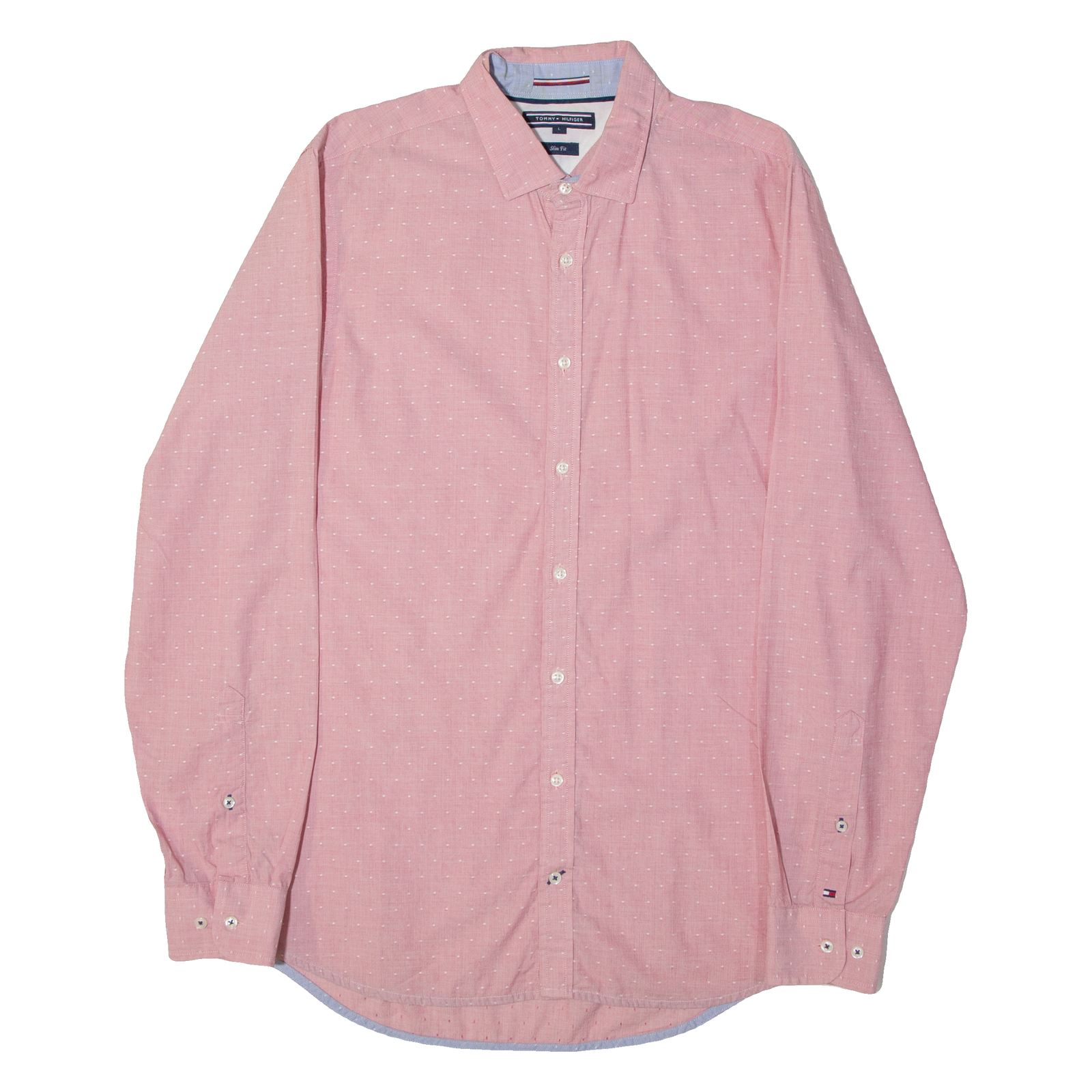 TOMMY HILFIGER Slim Fit Mens Shirt Red Spotted Long Sleeve L Refurbished - N/A refurbished available on Cerqular