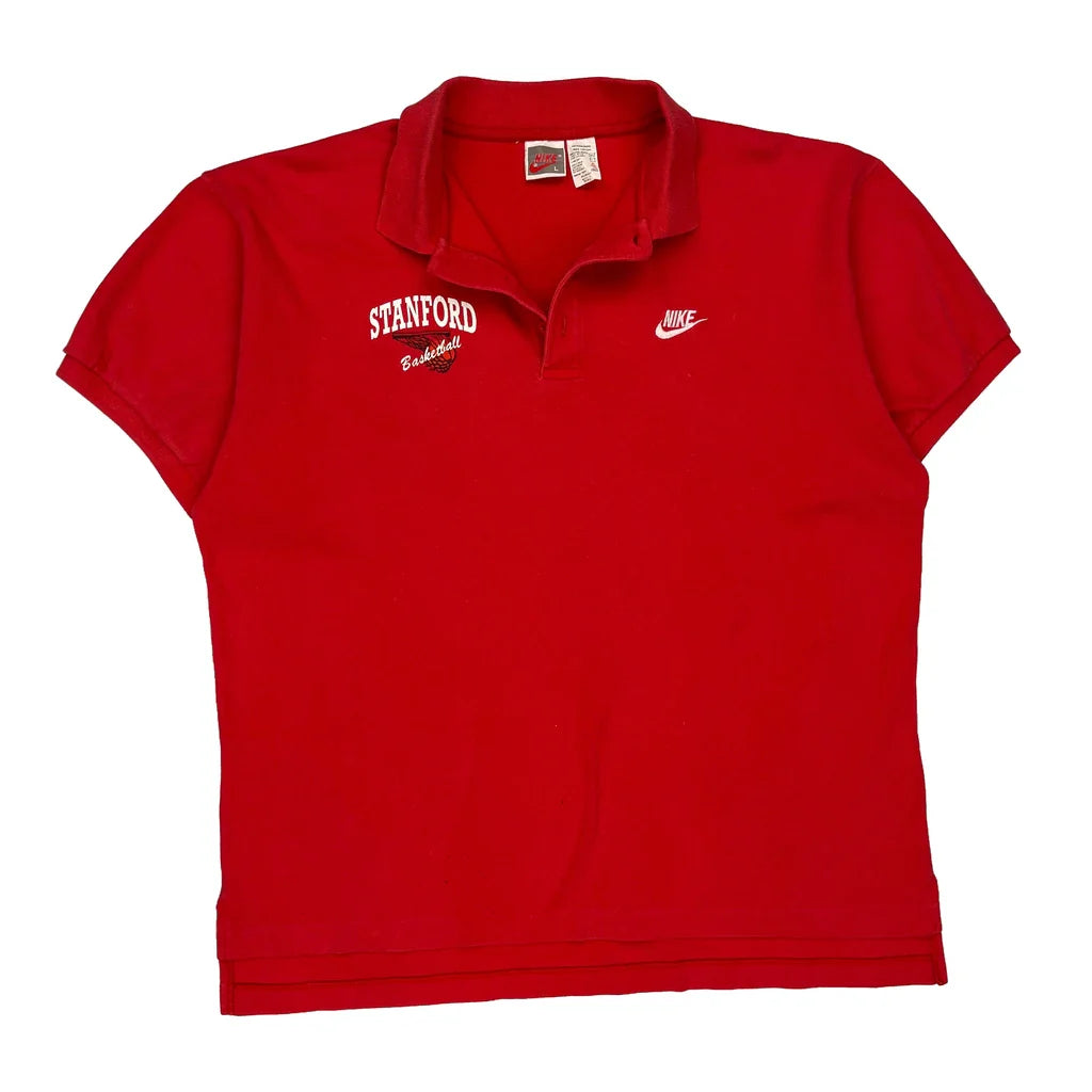 Stanford Basketball Nike College Polo Shirt - Large Red Cotton Refurbished - Thrifted (note: this is a term often used to describe second- refurbished available on Cerqular