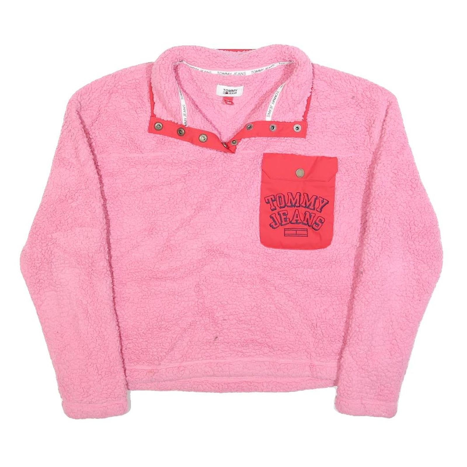 TOMMY JEANS Womens Pink & Red Plain Pullover Patterned Crew Neck Chunky Knit Refurbished - N/A refurbished available on Cerqular