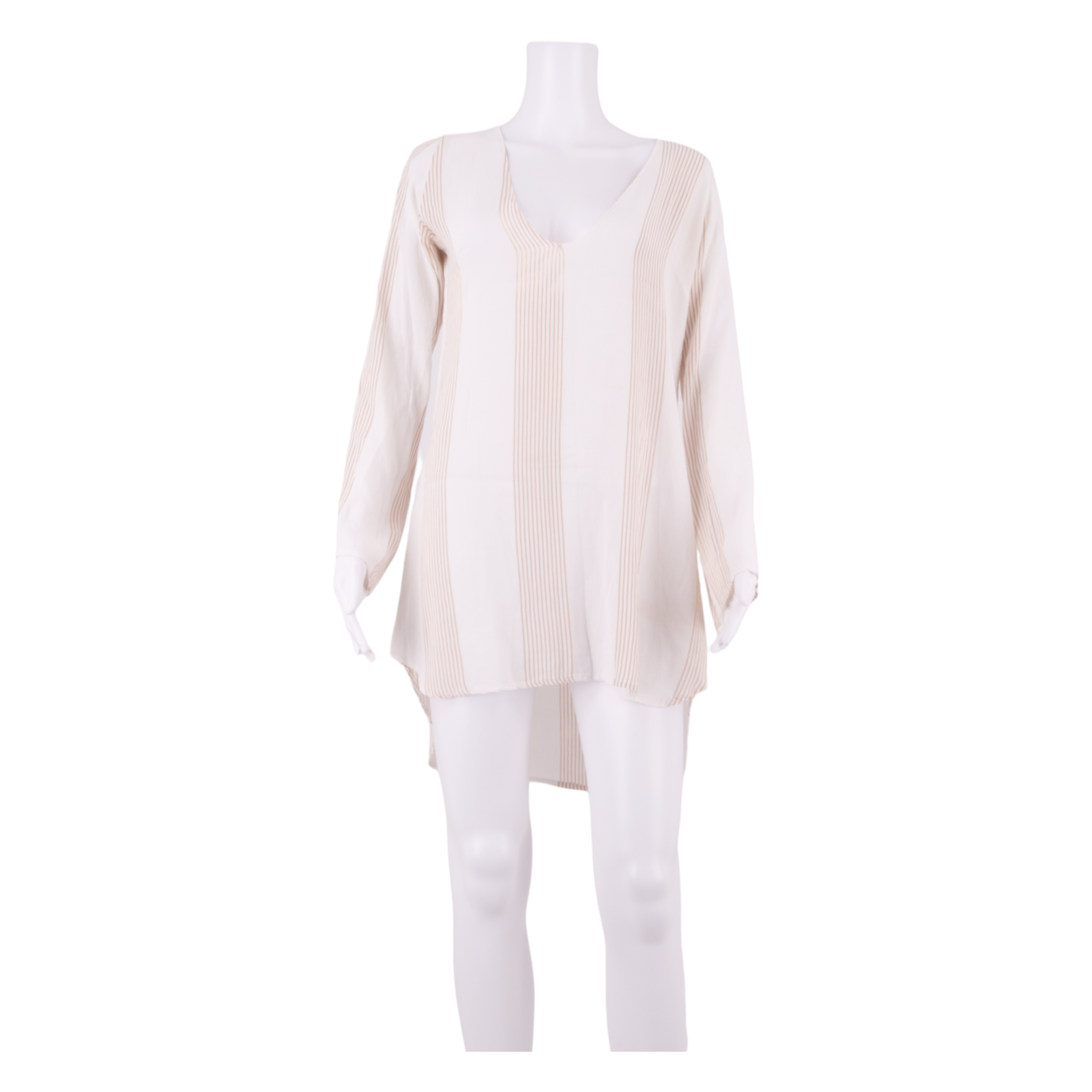 FAITHFULL THE BRAND Womens Kaftan Dress Cream Striped Long Sleeve Knee Length XS Refurbished - N/A refurbished available on Cerqular