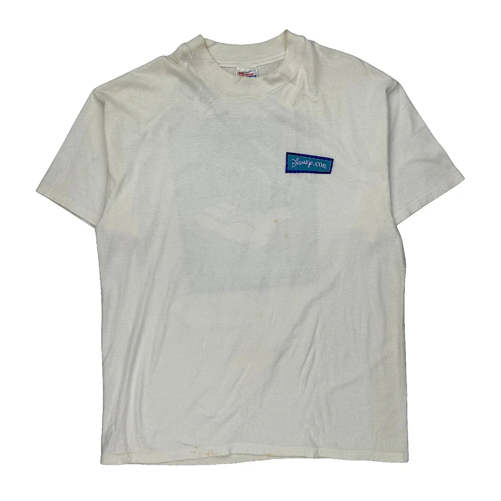 Disney.Com Promo Hanes Single Stitch T-Shirt - XL White Cotton Refurbished - Thrifted (note: this is a term often used to describe second- refurbished available on Cerqular