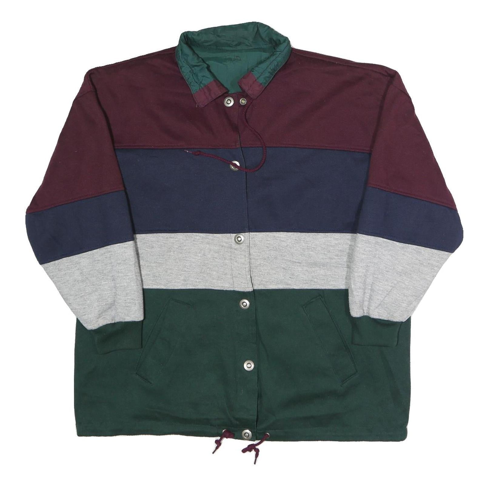 CURRENT SEEN Womens Burgundy Navy Grey Green Colour Block Reversible Jacket One Refurbished - N/A refurbished available on Cerqular