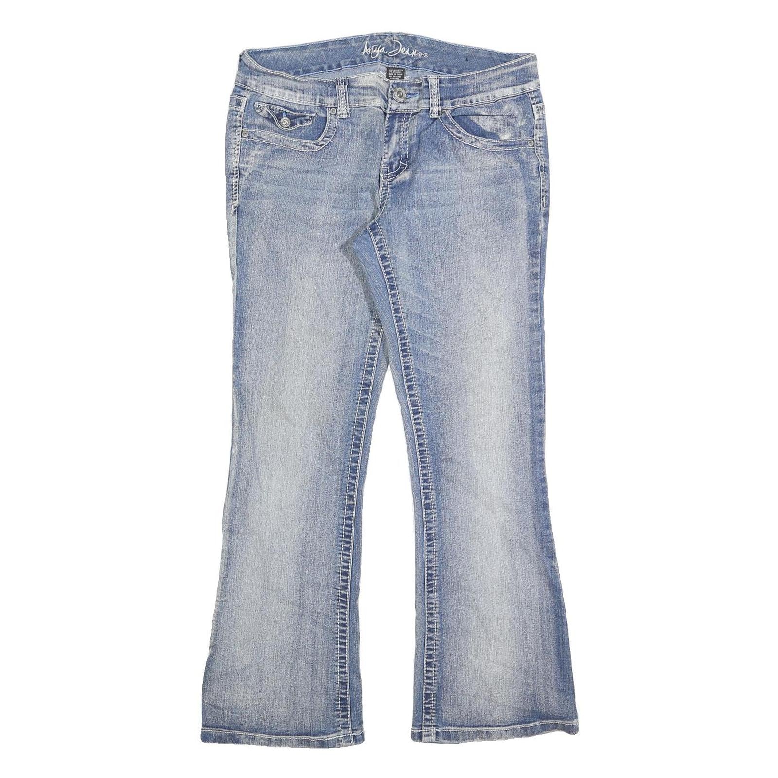 ARYIA Womens Jeans Blue Regular Flair Denim Light W32 L28 Stylish Casual Wear Refurbished - N/A refurbished available on Cerqular