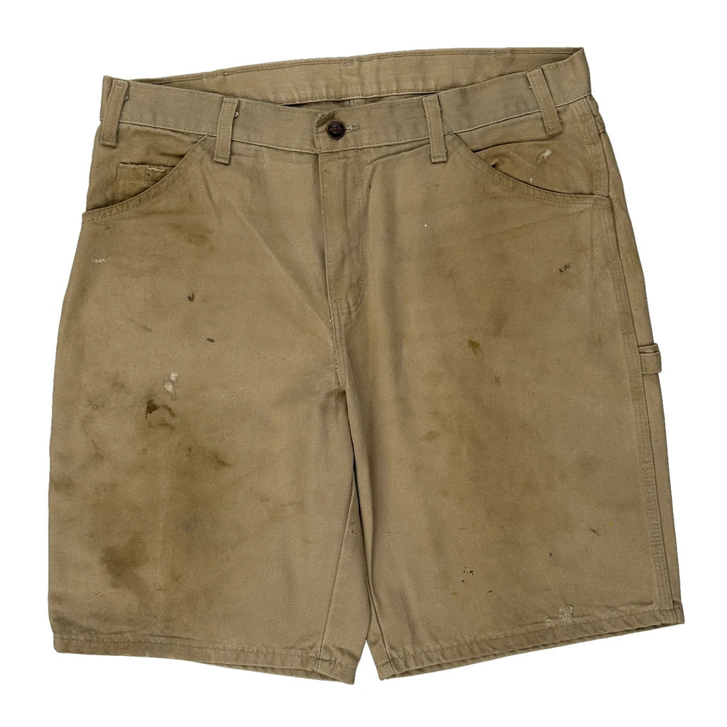 Dickies Carpenter Shorts - 36W 10L Beige Cotton Refurbished - Thrifted (note: this is a term often used to describe second- refurbished available on Cerqular