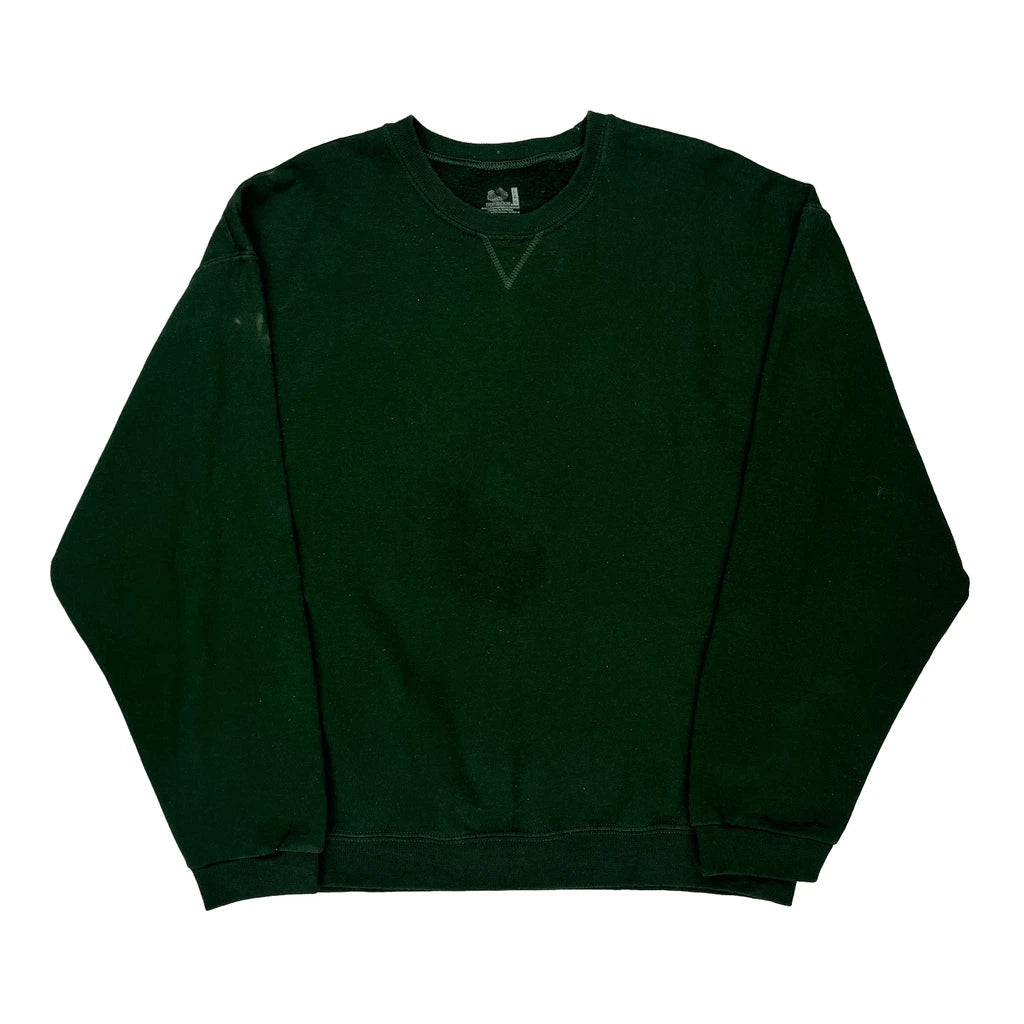 Fruit Of The Loom Sweatshirt - Large Green Cotton Refurbished - Thrifted (note: this is a term often used to describe second- refurbished available on Cerqular