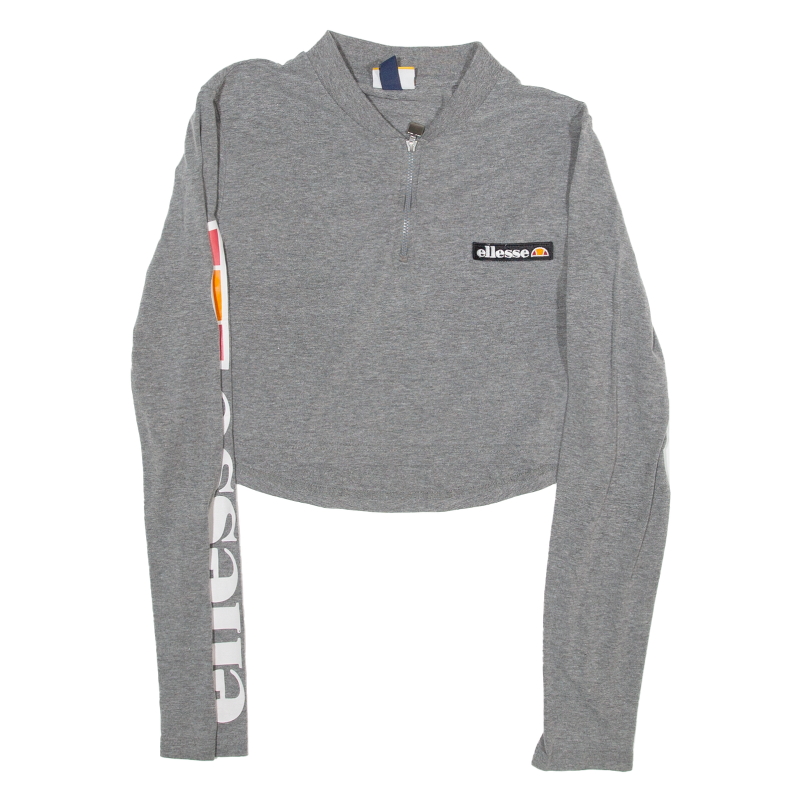 ELLESSE Cropped Womens T-Shirt Grey Long Sleeve 1/4 Zip UK 8 Refurbished - N/A refurbished available on Cerqular
