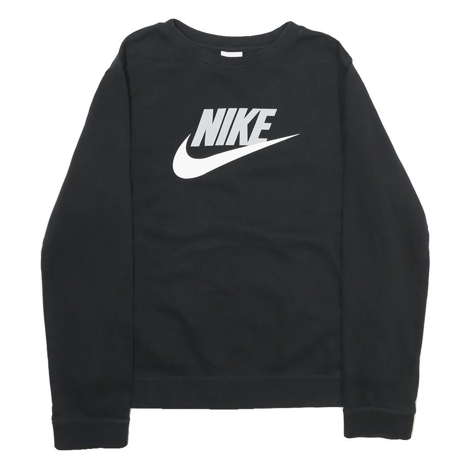 NIKE Womens Black Cotton Blend Crew Neck XL Logo Print Sweatshirt Pullover Refurbished - N/A refurbished available on Cerqular