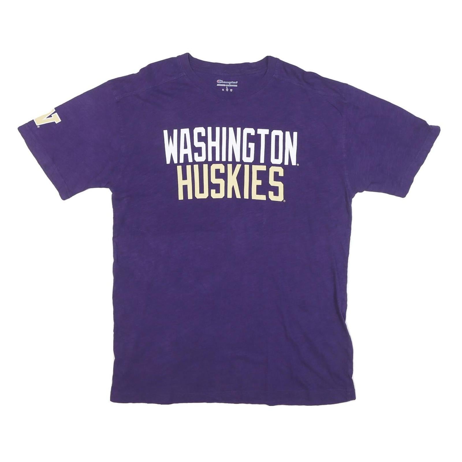 CHAMPION Mens Purple Washington Huskies Graphic T-Shirt L Short Sleeve Crew Neck Refurbished - N/A refurbished available on Cerqular