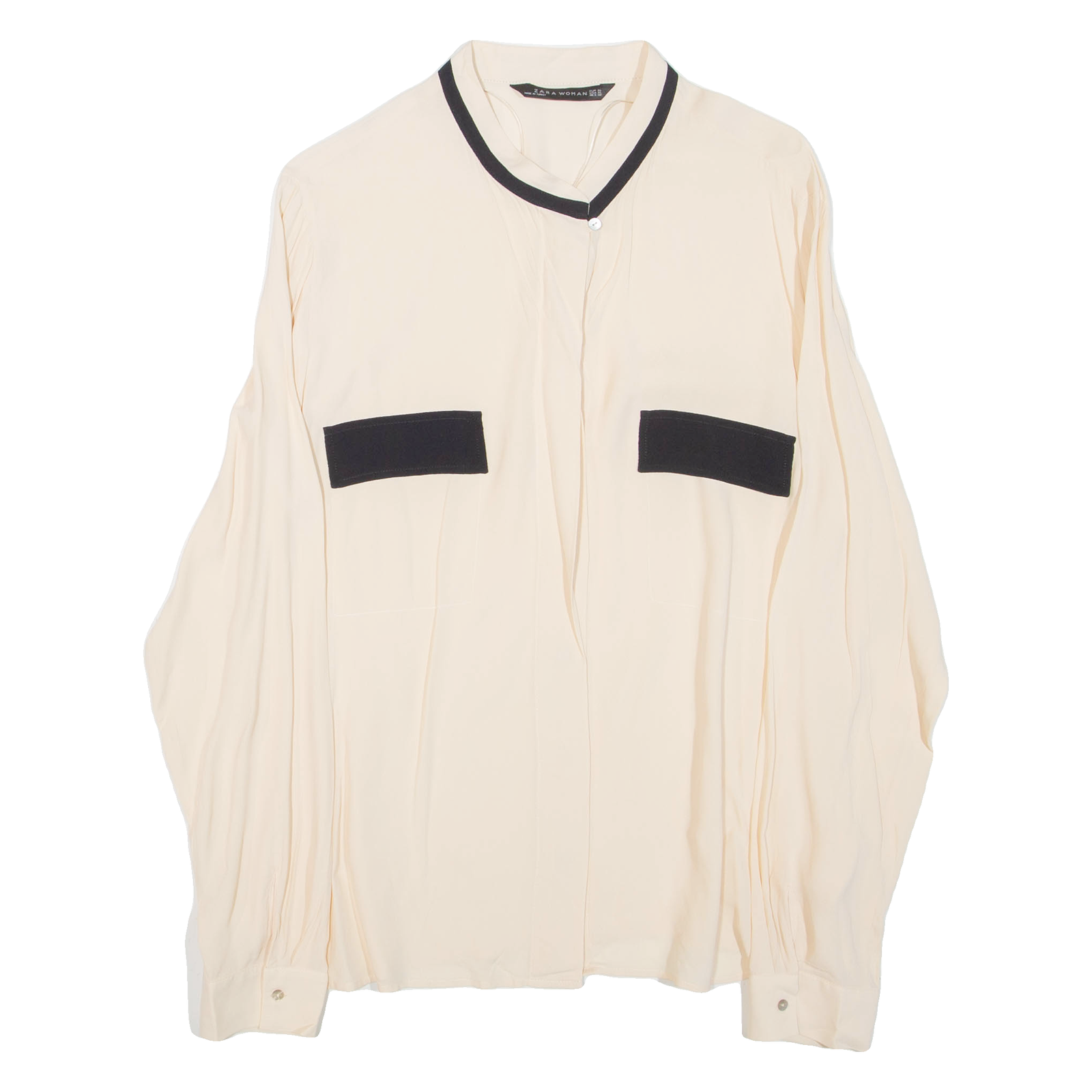 ZARA Womens Blouse Beige Long Sleeve XL Refurbished - N/A refurbished available on Cerqular