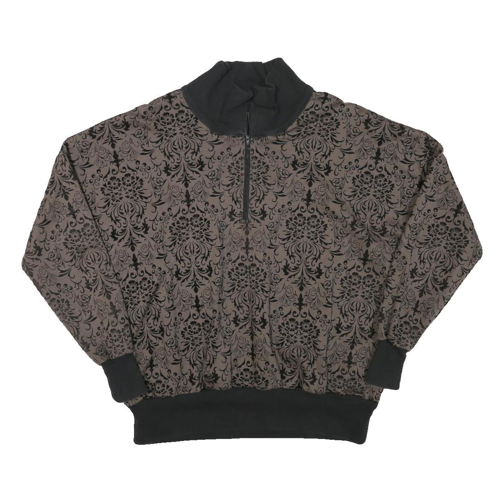 Womens Brown & Black Patterned Sweatshirt Collared L Zip Neck Pullover Casual Refurbished - N/A refurbished available on Cerqular