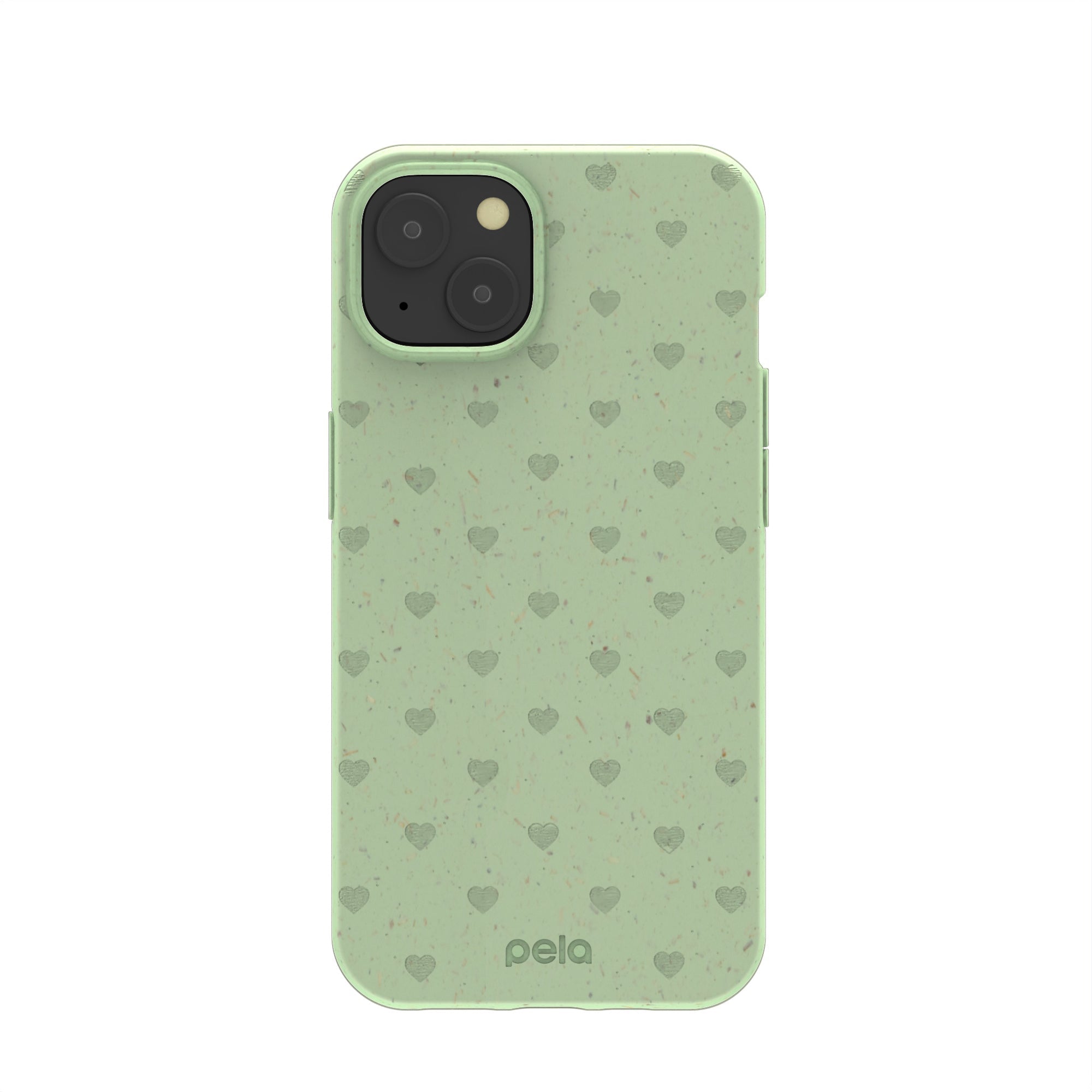 Sage Green Hearts iPhone 13 Case Refurbished - Pela Case refurbished available on Cerqular