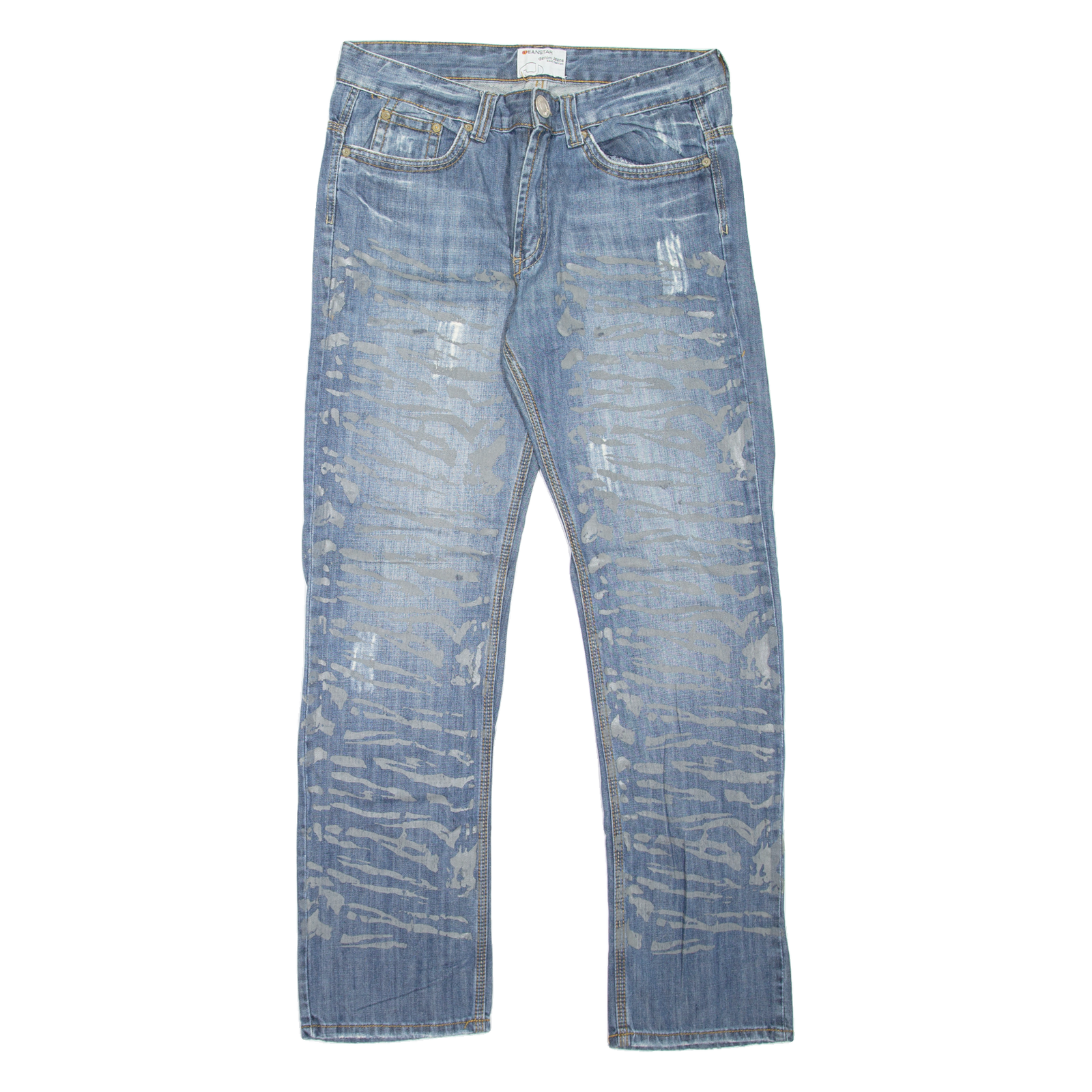 JEANSTAR Mens Jeans Blue Regular Straight Stone Wash W36 L33 Refurbished - N/A refurbished available on Cerqular