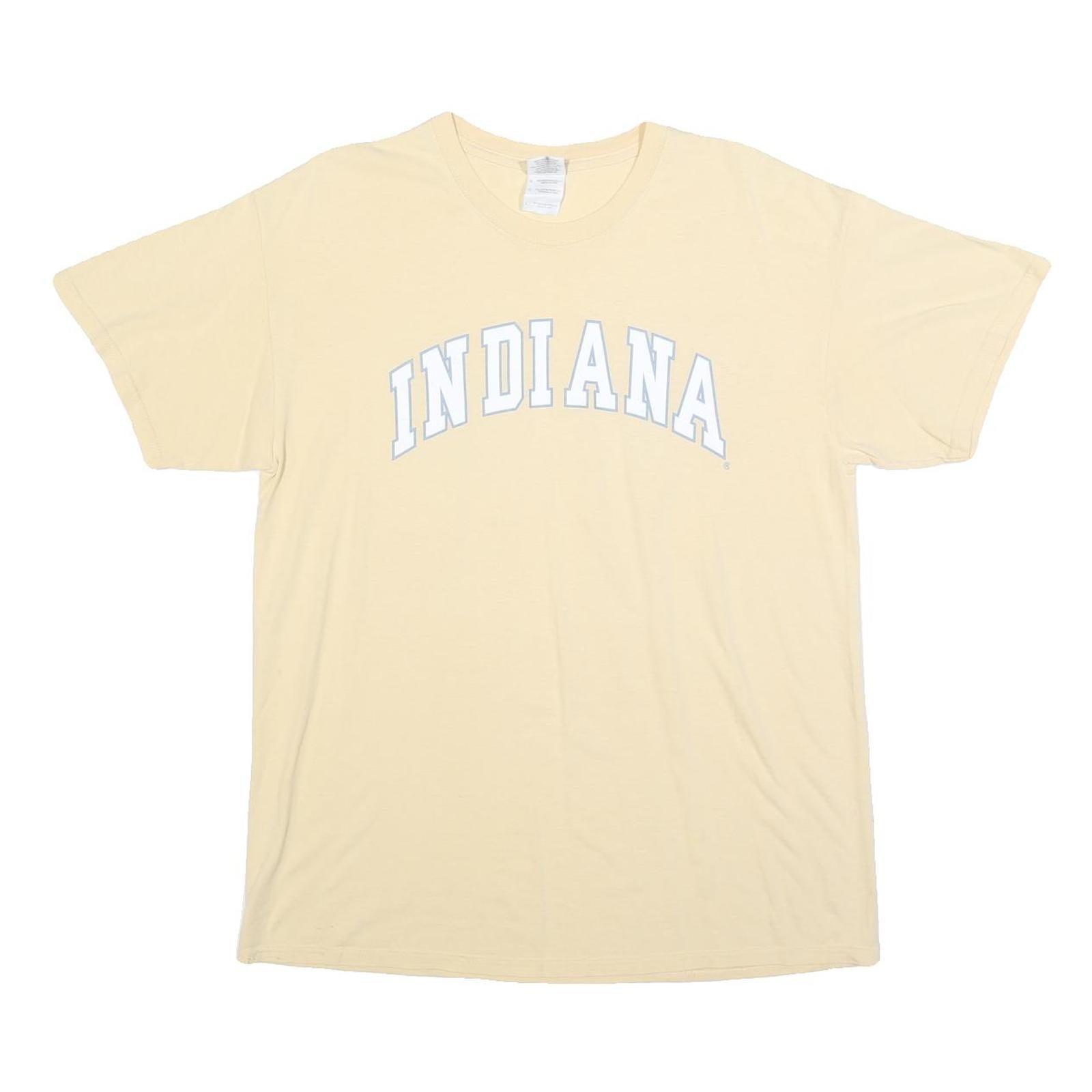 GILDAN Mens Beige Indiana Graphic T-Shirt L Short Sleeve Crew Neck Cotton Blend Refurbished - N/A refurbished available on Cerqular