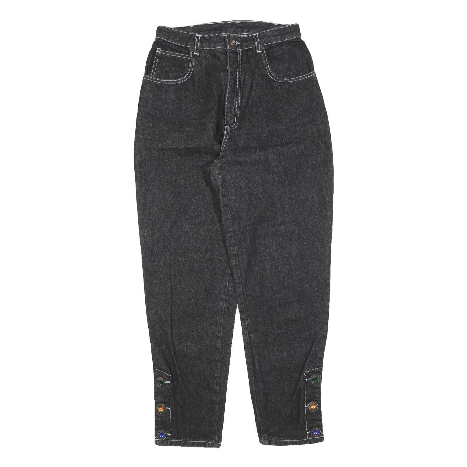 IN FASHION Womens Jeans Black Regular Tapered Denim Medium W26 L28 Button Detail Refurbished - N/A refurbished available on Cerqular