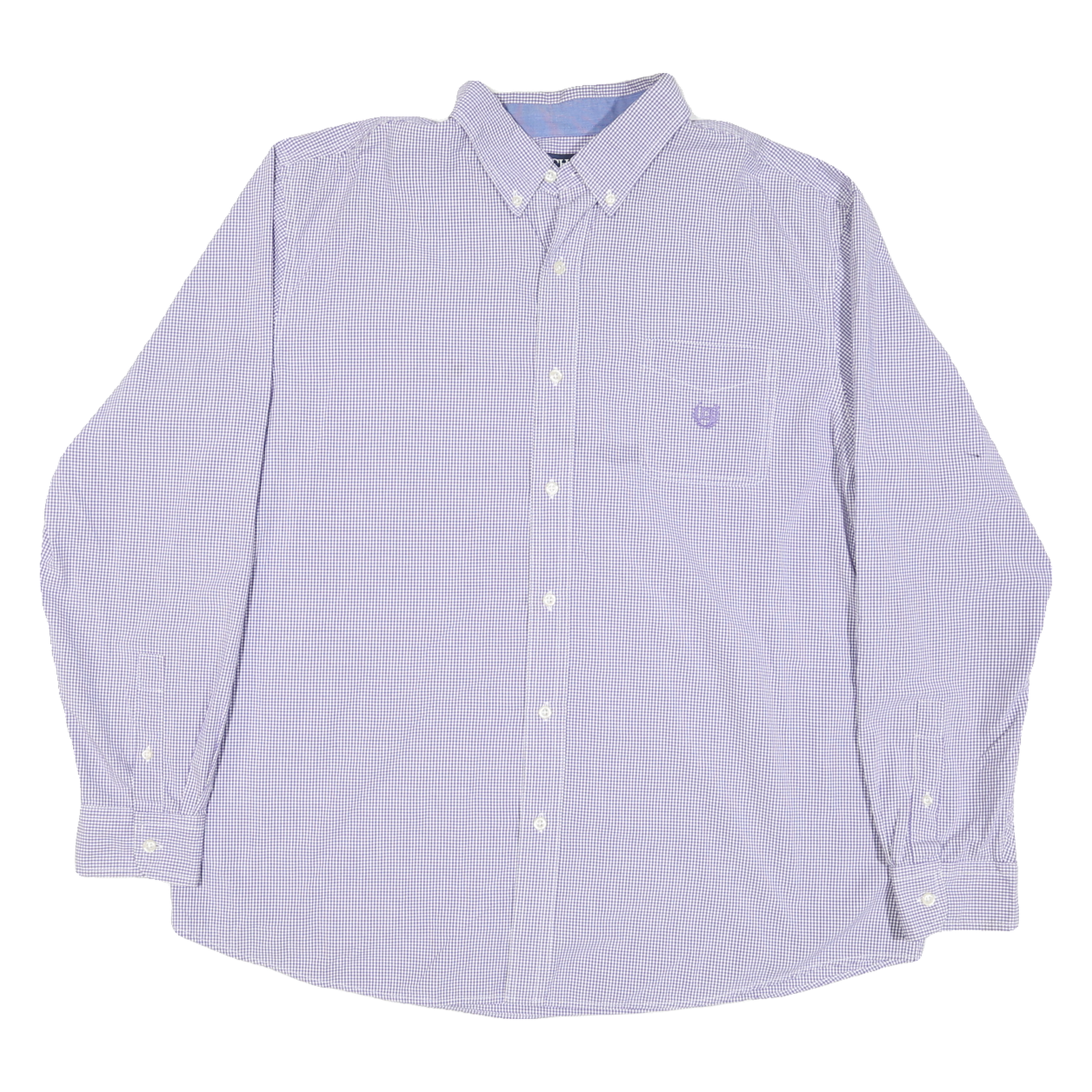 CHAPS Mens Purple & White Check Shirt 2XL Button Down Long Sleeve Casual Cotton Refurbished - N/A refurbished available on Cerqular