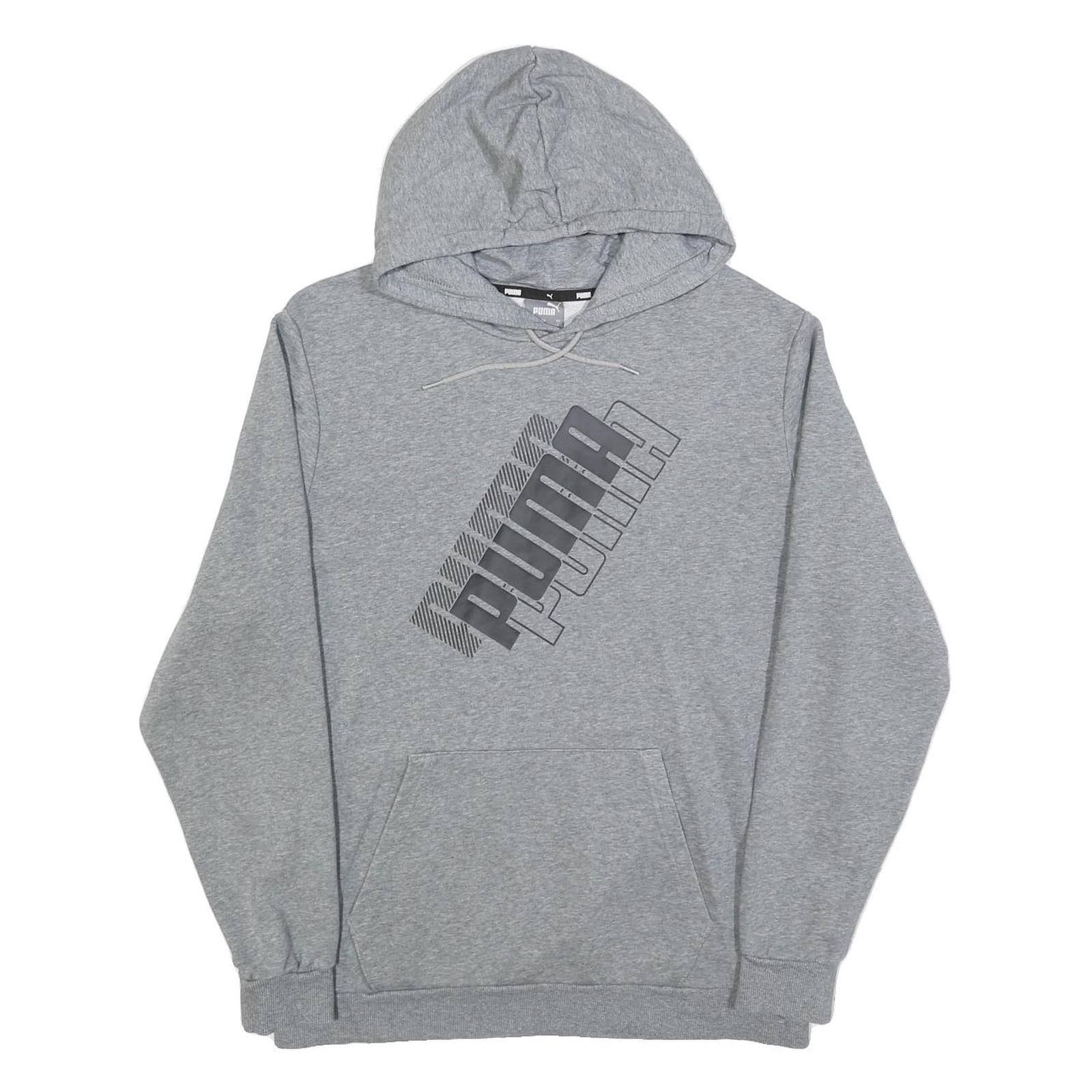 PUMA Mens Grey Pullover Hoodie L Cotton Blend Brand Logo Casual Refurbished - N/A refurbished available on Cerqular