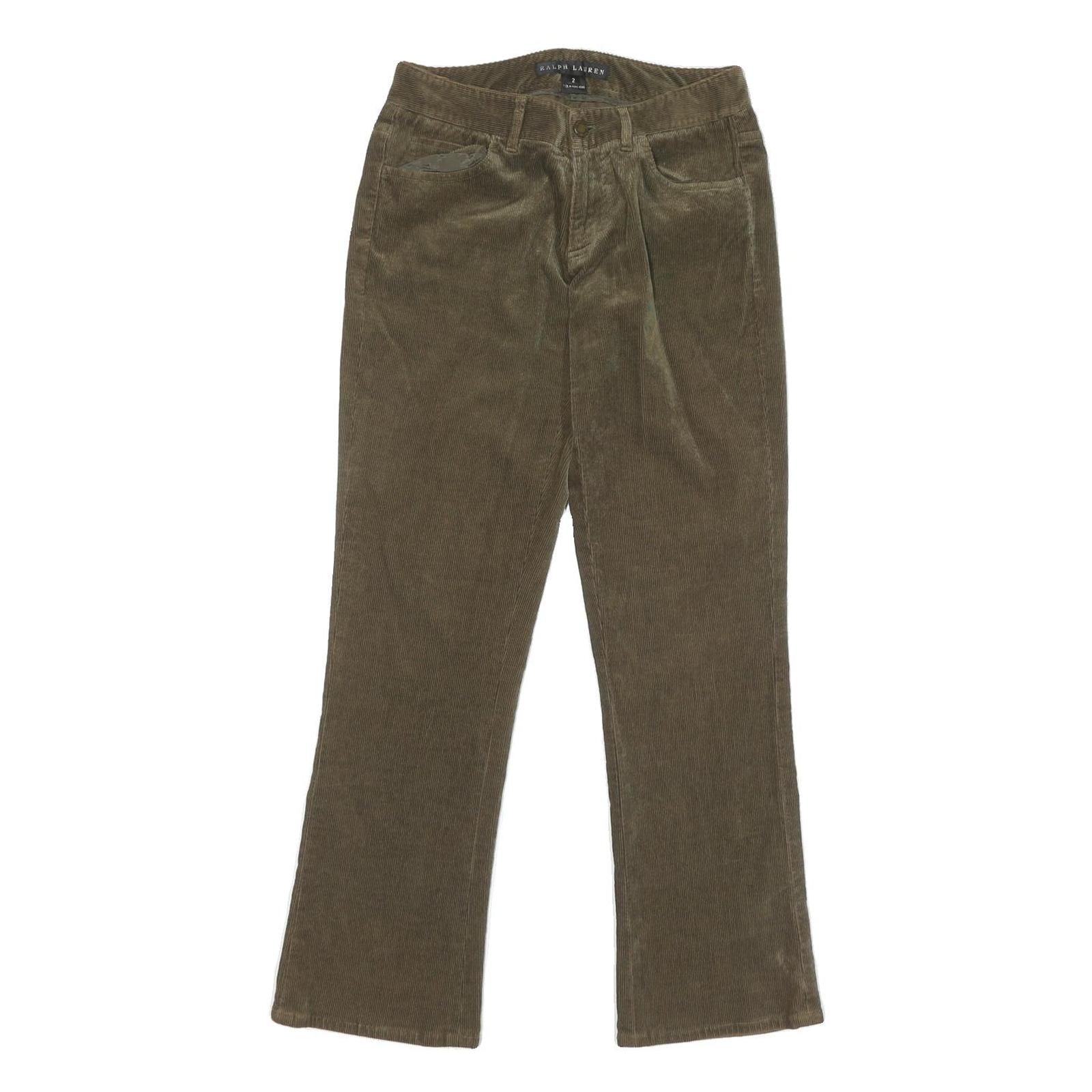 RALPH LAUREN Womens Cotton Blend Brown Relaxed Straight Trousers W28 L29 Refurbished - N/A refurbished available on Cerqular