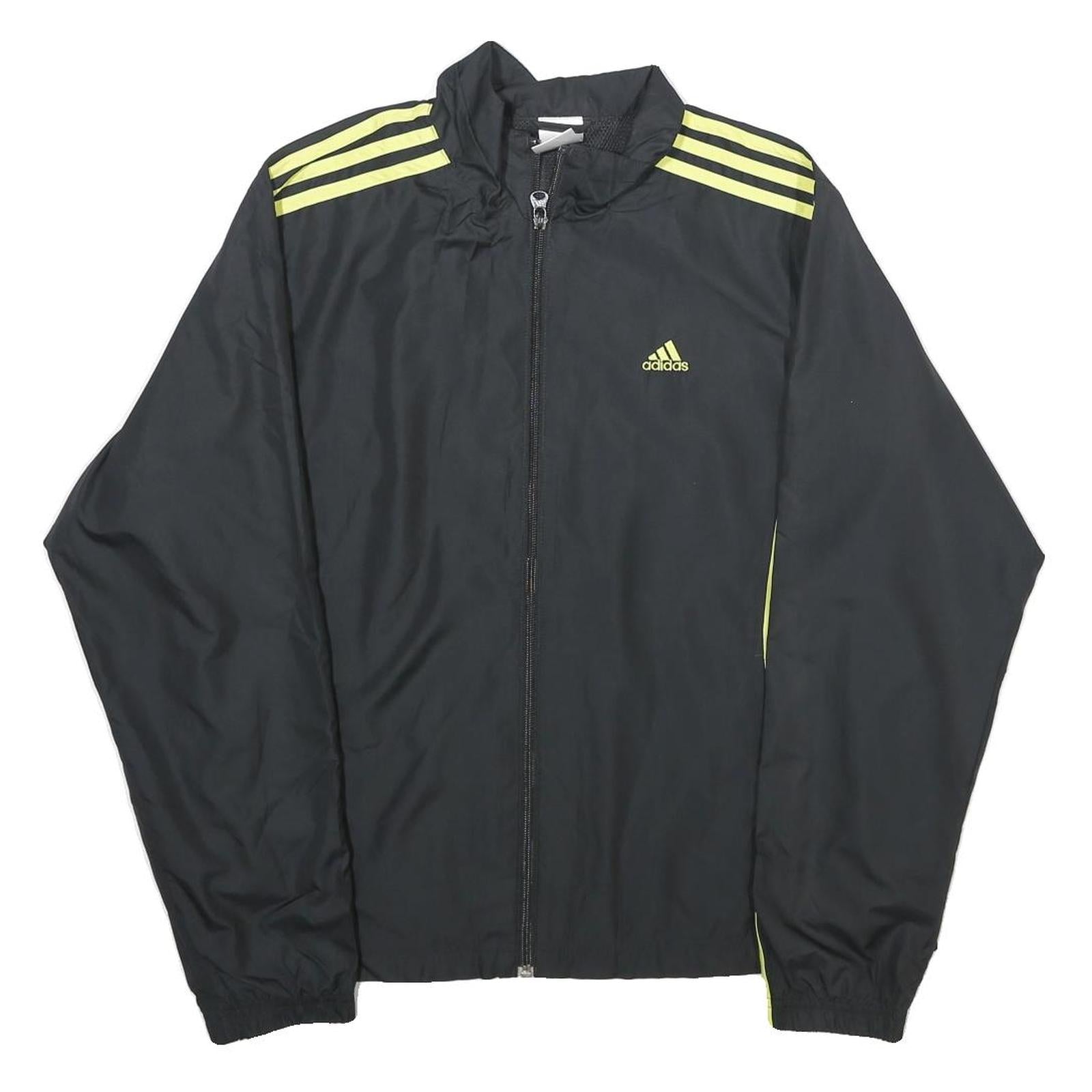 ADIDAS Womens Black & Yellow Track Jacket UK 18 Polyester Zip Athletic Refurbished - N/A refurbished available on Cerqular