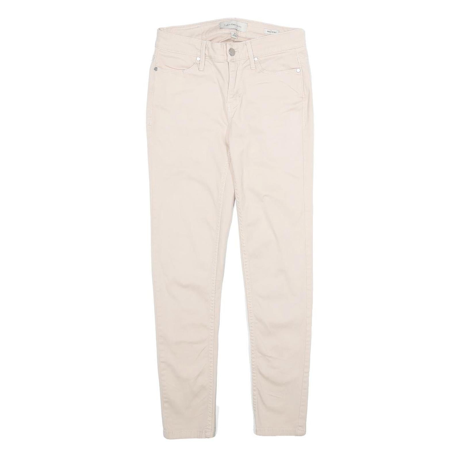 CALVIN KLEIN JEANS Womens Cotton Blend Slim Trousers Beige W26 L26 Stylish Fit Refurbished - N/A refurbished available on Cerqular