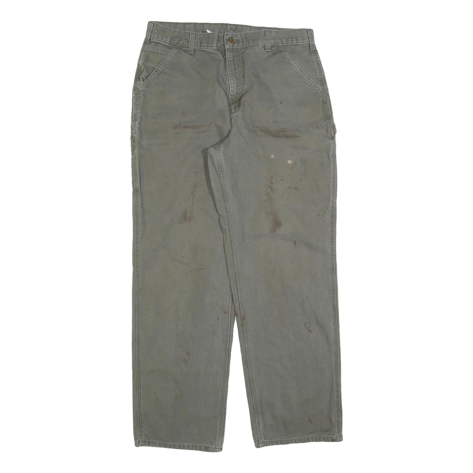CARHARTT Mens Cotton Blend Grey Relaxed Straight Trousers W36 L34 Workwear Refurbished - N/A refurbished available on Cerqular