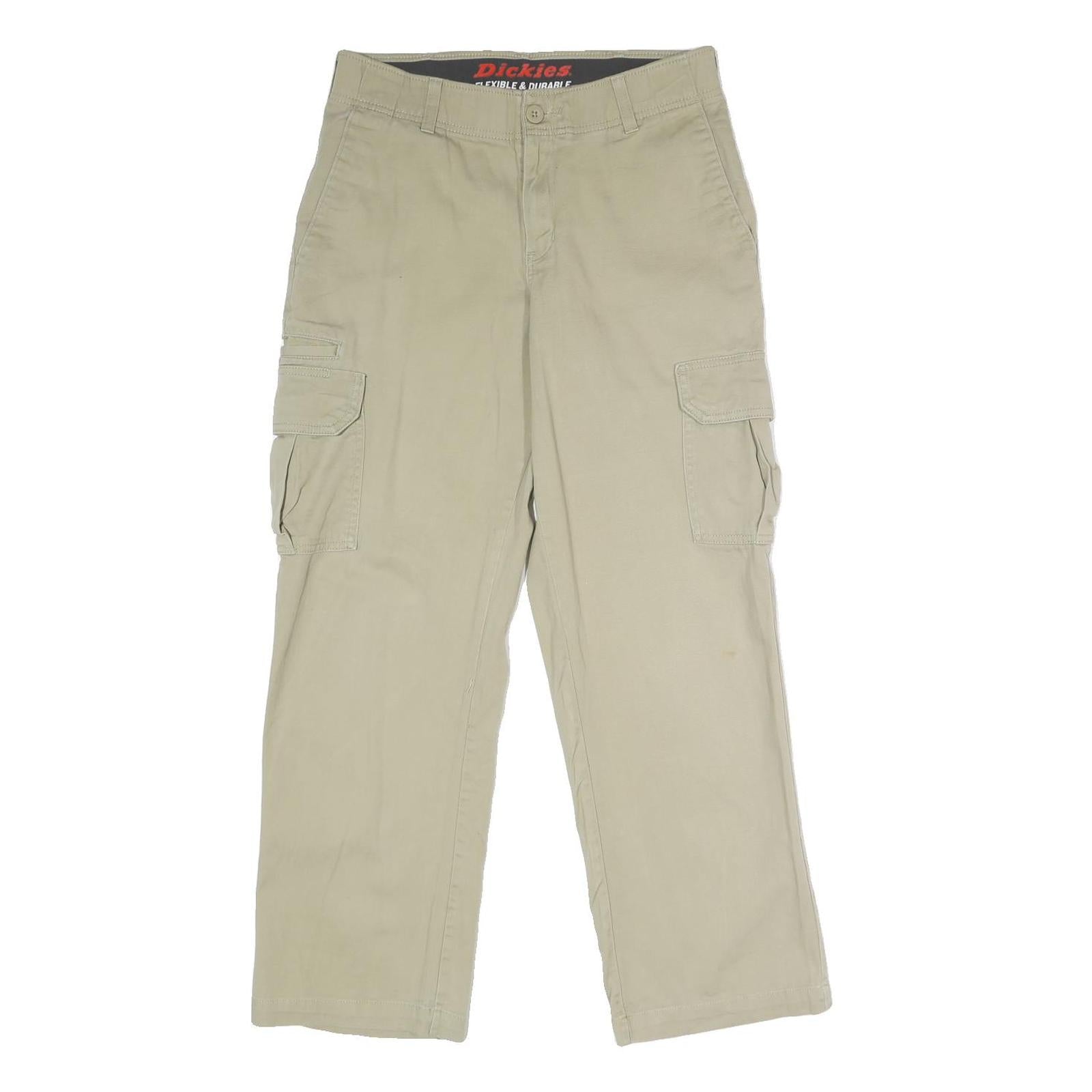 DICKIES Mens Regular Fit Beige Cargo Cotton Blend Trousers W30 L30 Zip Pocket Refurbished - N/A refurbished available on Cerqular