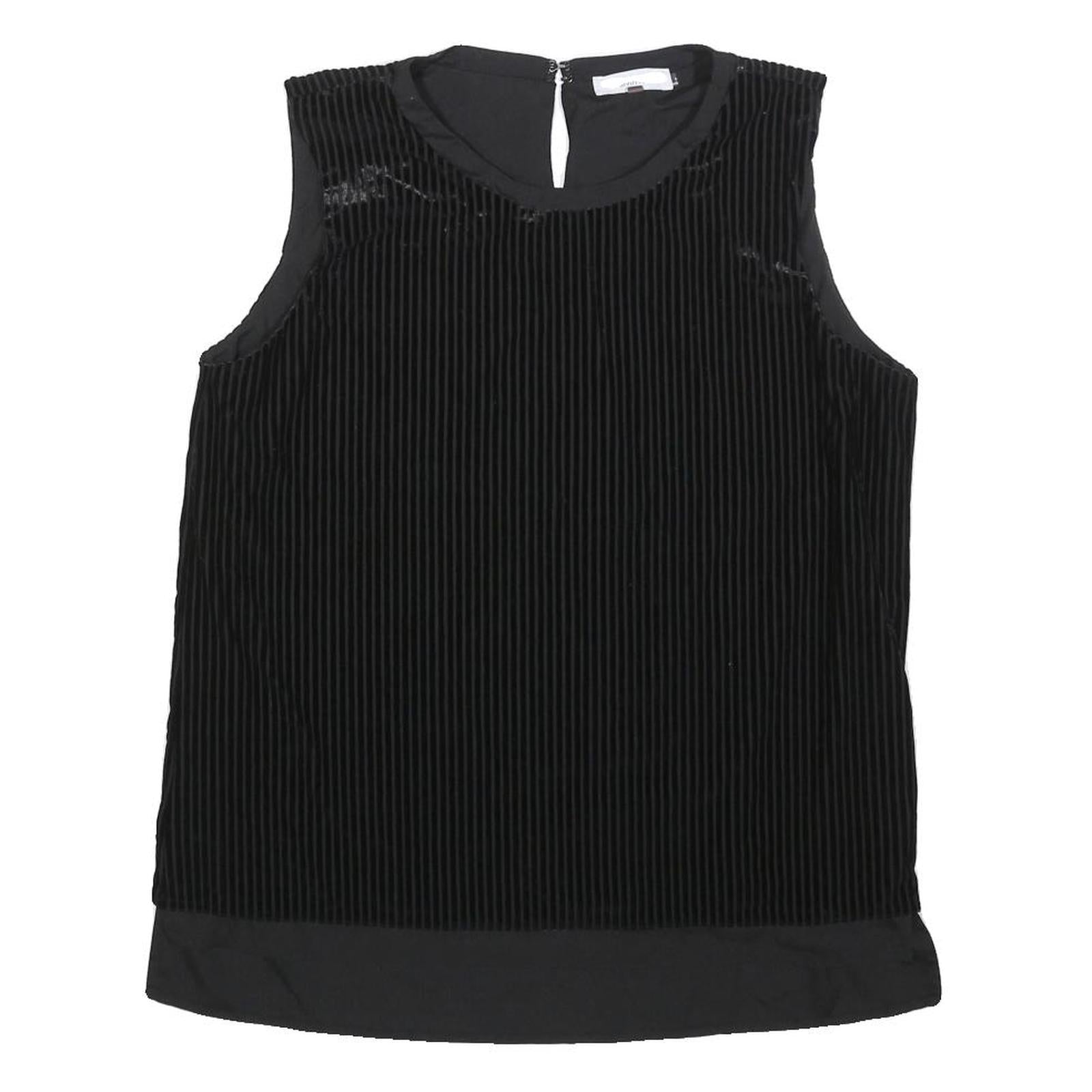 CALVIN KLEIN Womens Black Sleeveless Round Neck Top L Smooth Velvety Finish Refurbished - N/A refurbished available on Cerqular