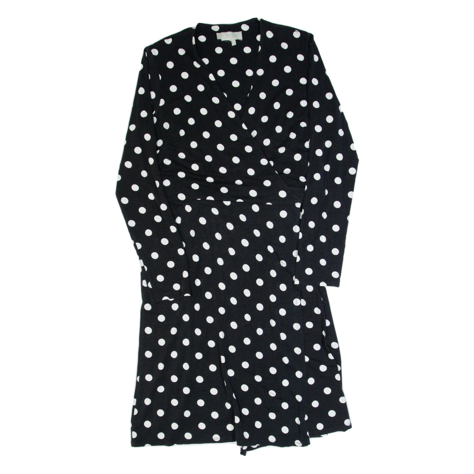 HOBBS LONDON Womens Wrap Dress Black Polka Dot Long Sleeve Knee Length UK 12 Refurbished - N/A refurbished available on Cerqular