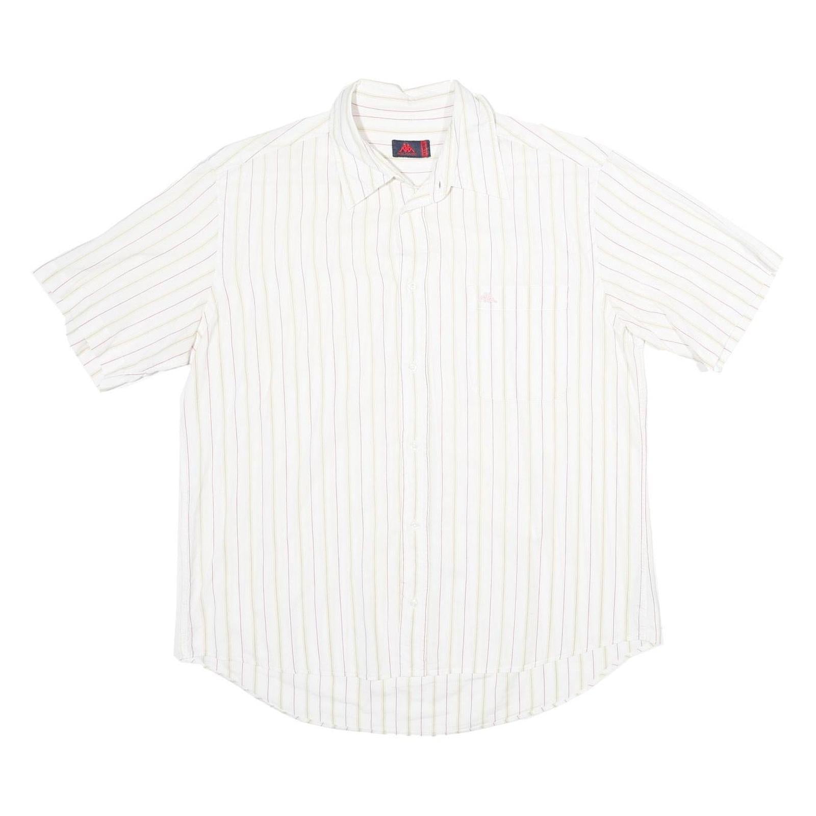 KAPPA Mens White & Beige Striped Shirt XL Casual Cotton Button Down Refurbished - N/A refurbished available on Cerqular