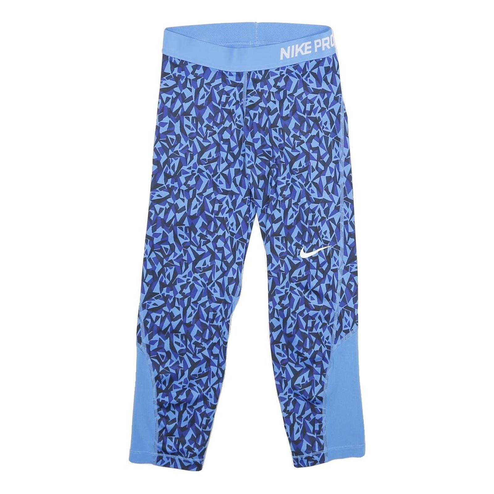 NIKE Womens Joggers Blue & Black XS W22 L20 Printed Slim Fit Athletic Leggings Refurbished - N/A refurbished available on Cerqular