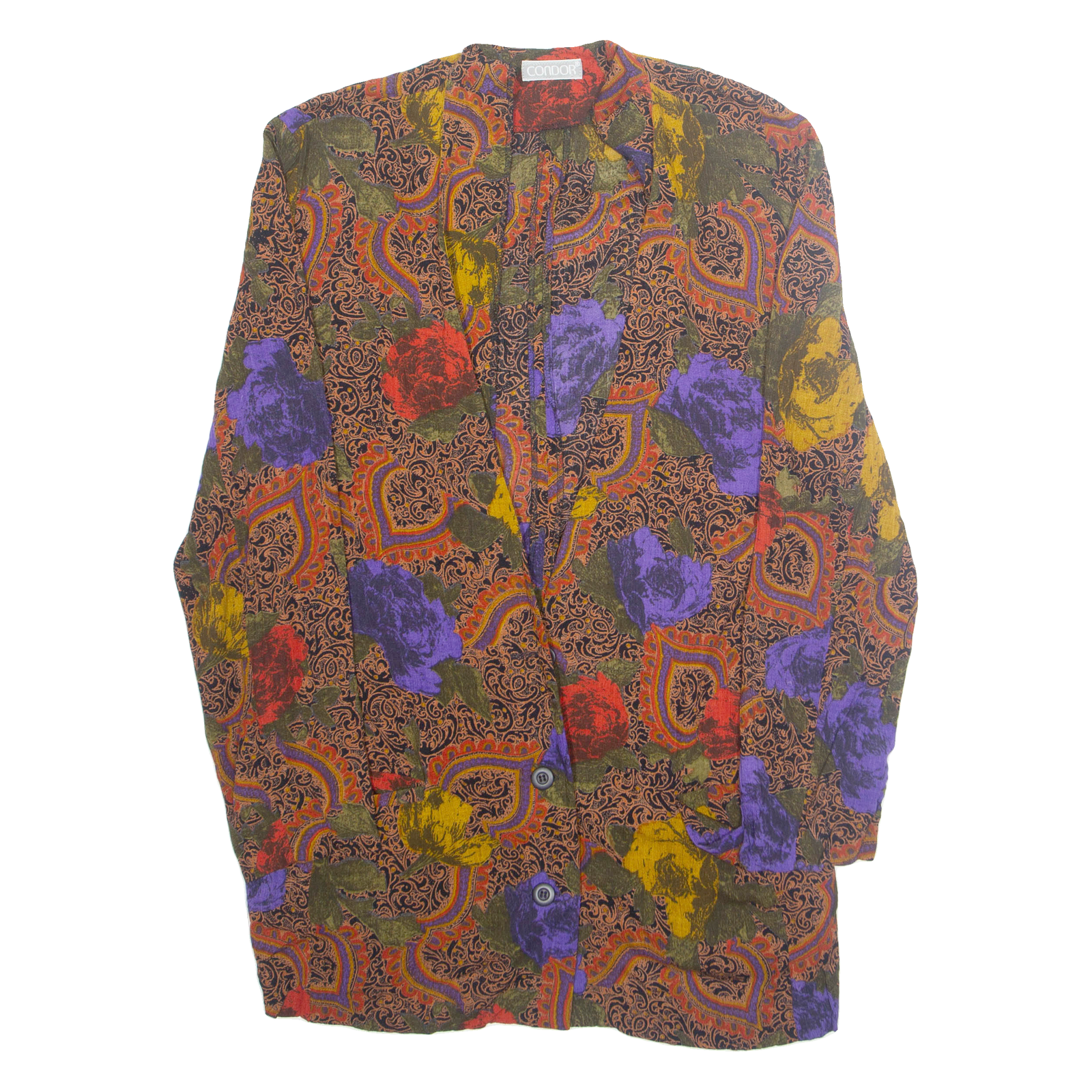 CONDOR Womens Printed Blouse Brown V-Neck Long Sleeve Floral L Refurbished - N/A refurbished available on Cerqular