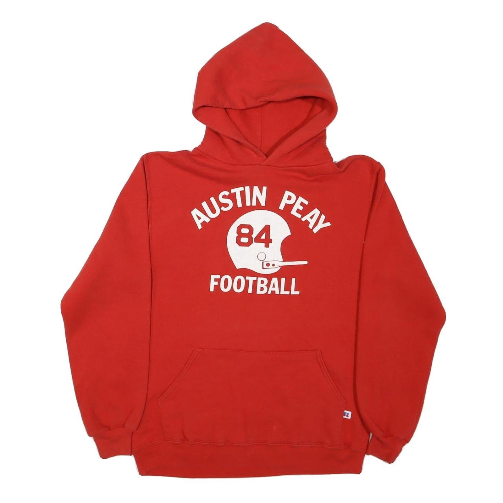 RUSSELL ATHLETIC Mens Red Austin Peay Football Pullover Hoodie M Sports Refurbished - N/A refurbished available on Cerqular