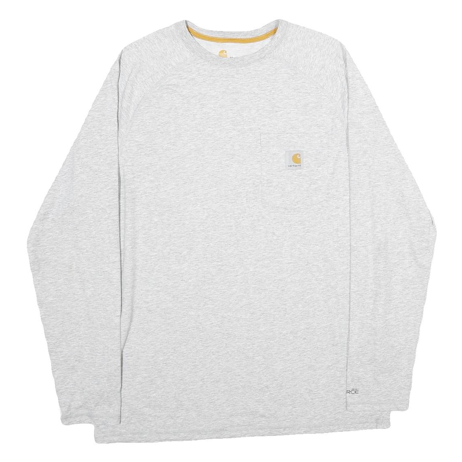 CARHARTT Mens Grey Pocket Long Sleeve Crew Neck Cotton T-Shirt M Casual Workwear Refurbished - N/A refurbished available on Cerqular