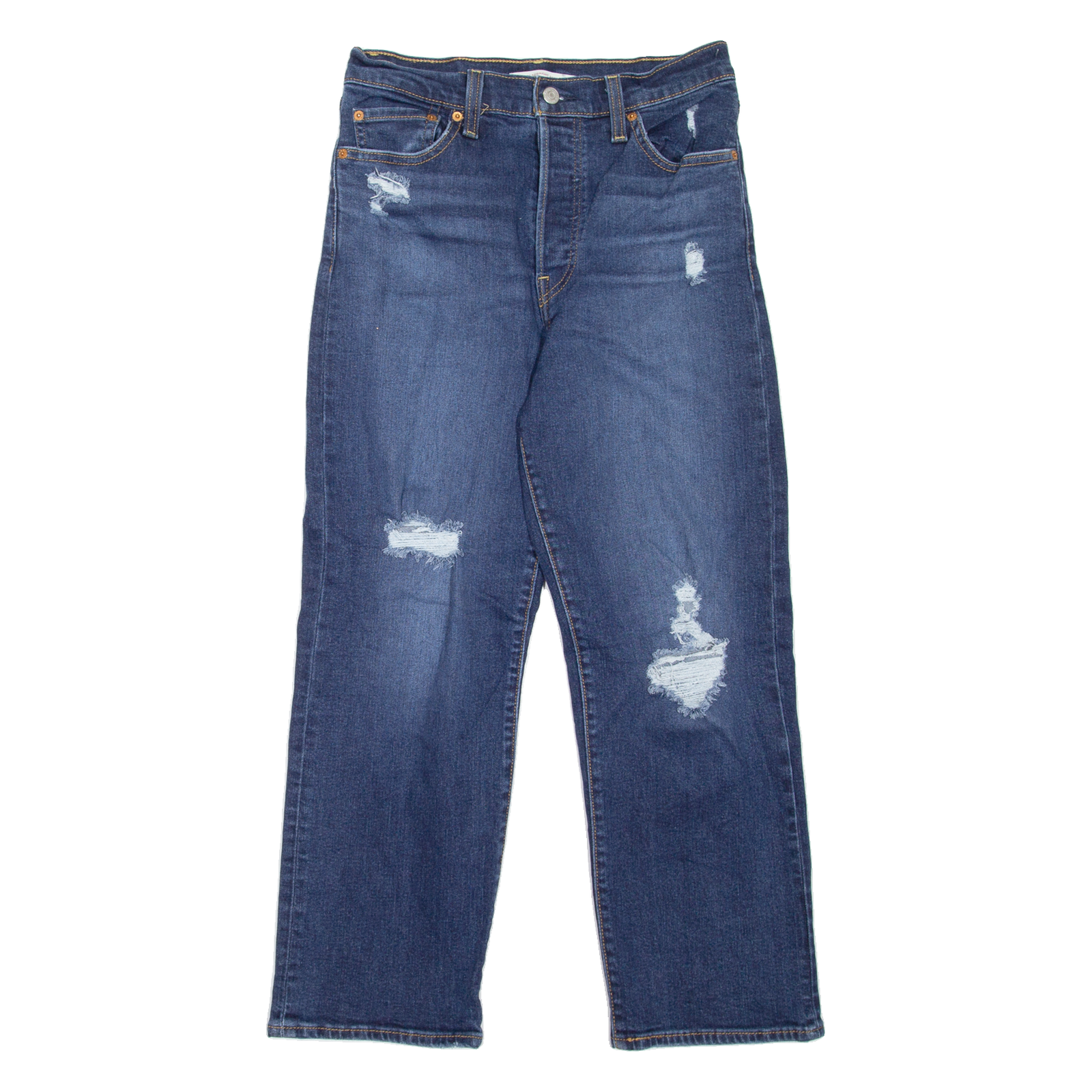 LEVI'S Ribcage Distressed Womens Jeans Blue Relaxed Straight Stone Wash W29 L27 Refurbished - N/A refurbished available on Cerqular