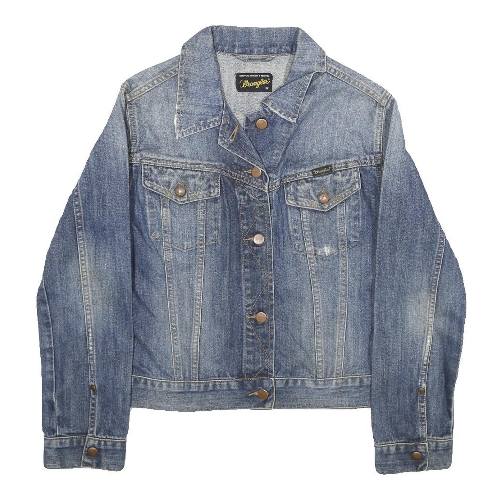 WRANGLER Womens Blue Denim Jacket M Cotton Button Fastening Classic Fit Casual Refurbished - N/A refurbished available on Cerqular