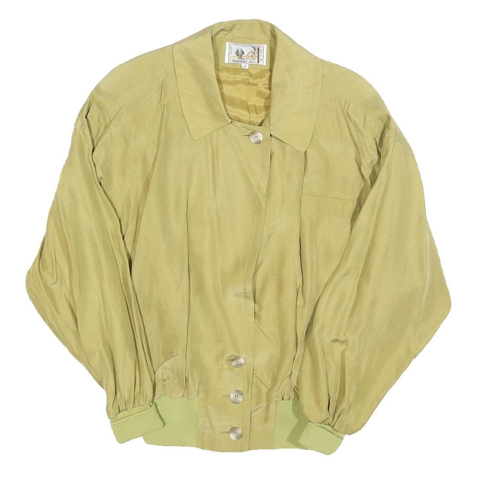 THE LEGEND Womens Beige Silk Jacket S Woven Button Closure Relaxed Fit Refurbished - N/A refurbished available on Cerqular