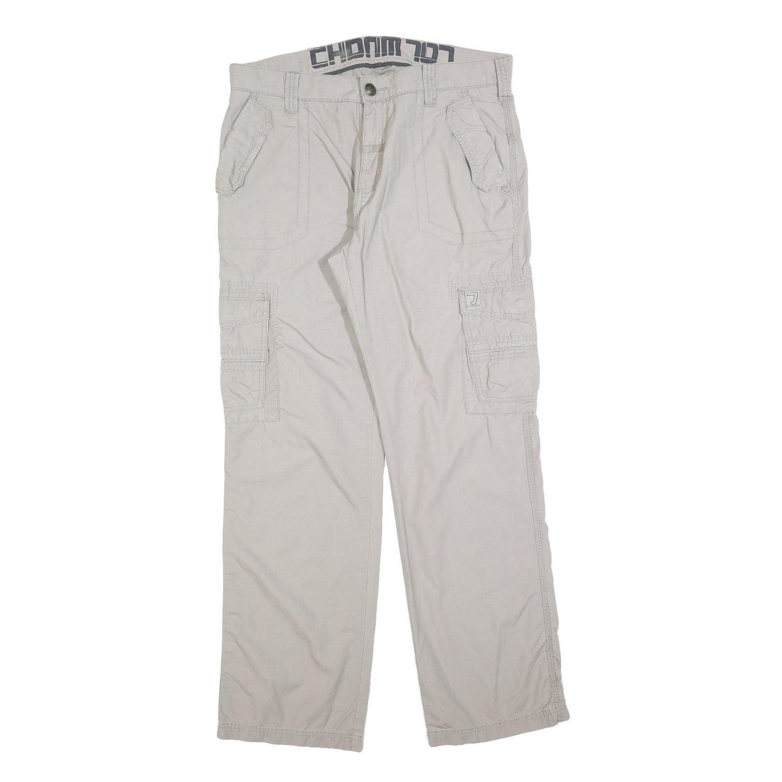 CHONM 707 Mens Cotton Blend Beige Regular Cargo Trousers W32 L32 Utility Pocket Refurbished - N/A refurbished available on Cerqular